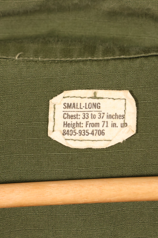 1969 Contract, S-L, Taylor Markings, 4th Model Jungle Fatigue Jacket, USAF, Short-Sleeve Custom, Used