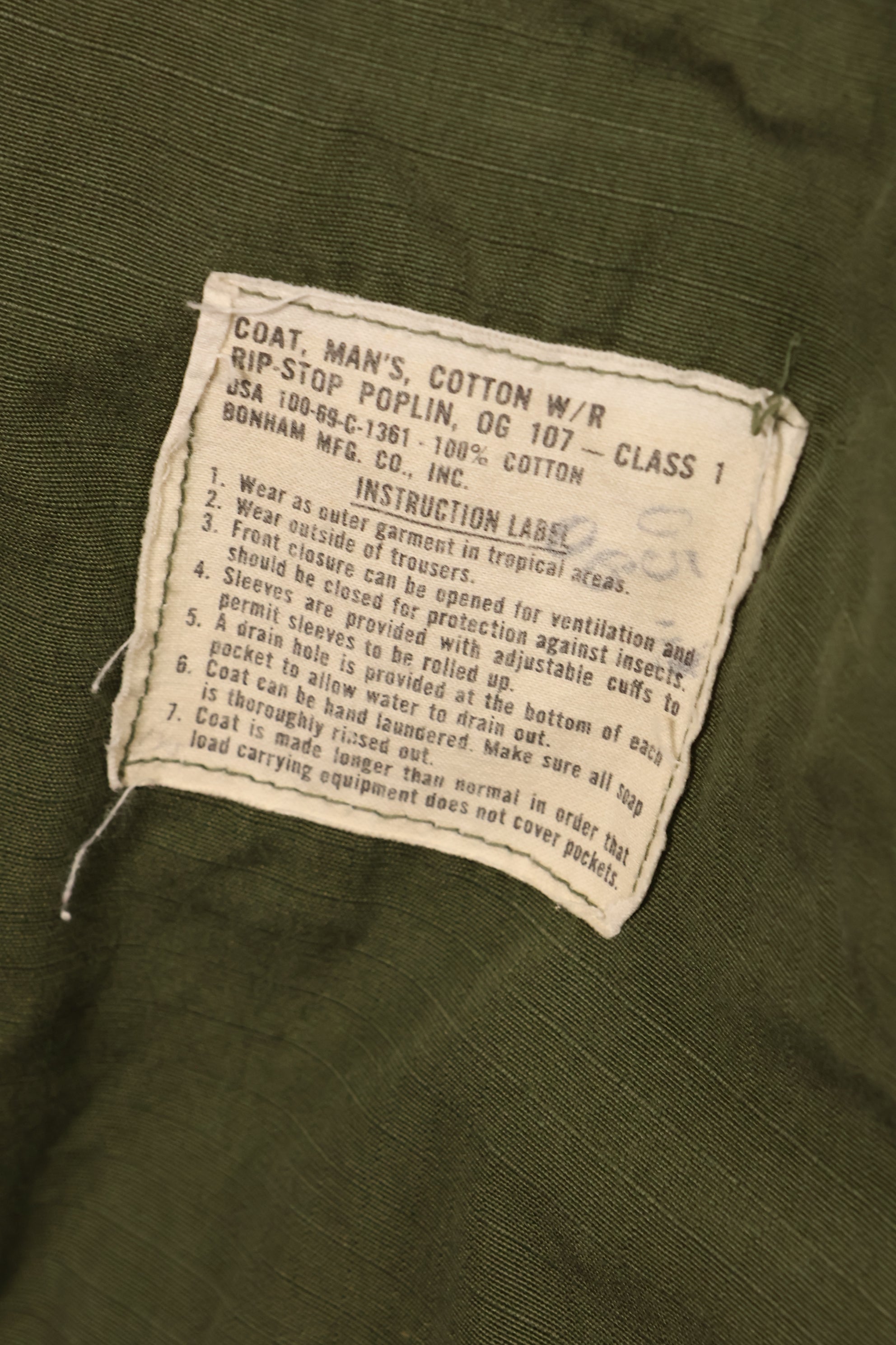 1969 Contract, S-L, Taylor Markings, 4th Model Jungle Fatigue Jacket, USAF, Short-Sleeve Custom, Used