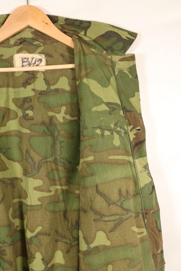 1966-67 Contract M-R ERDL Early Print Jungle Fatigue Jacket Used