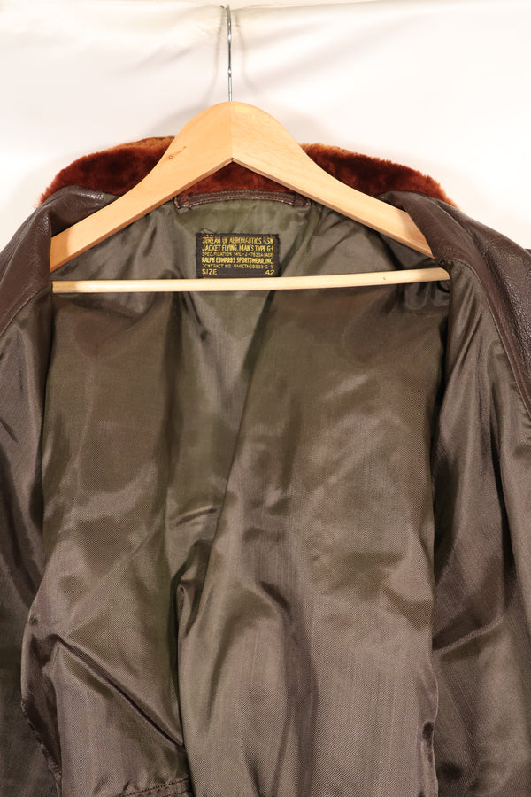 Early 1960s lot size 42 G-1 intermediates zone flight jacket, used.