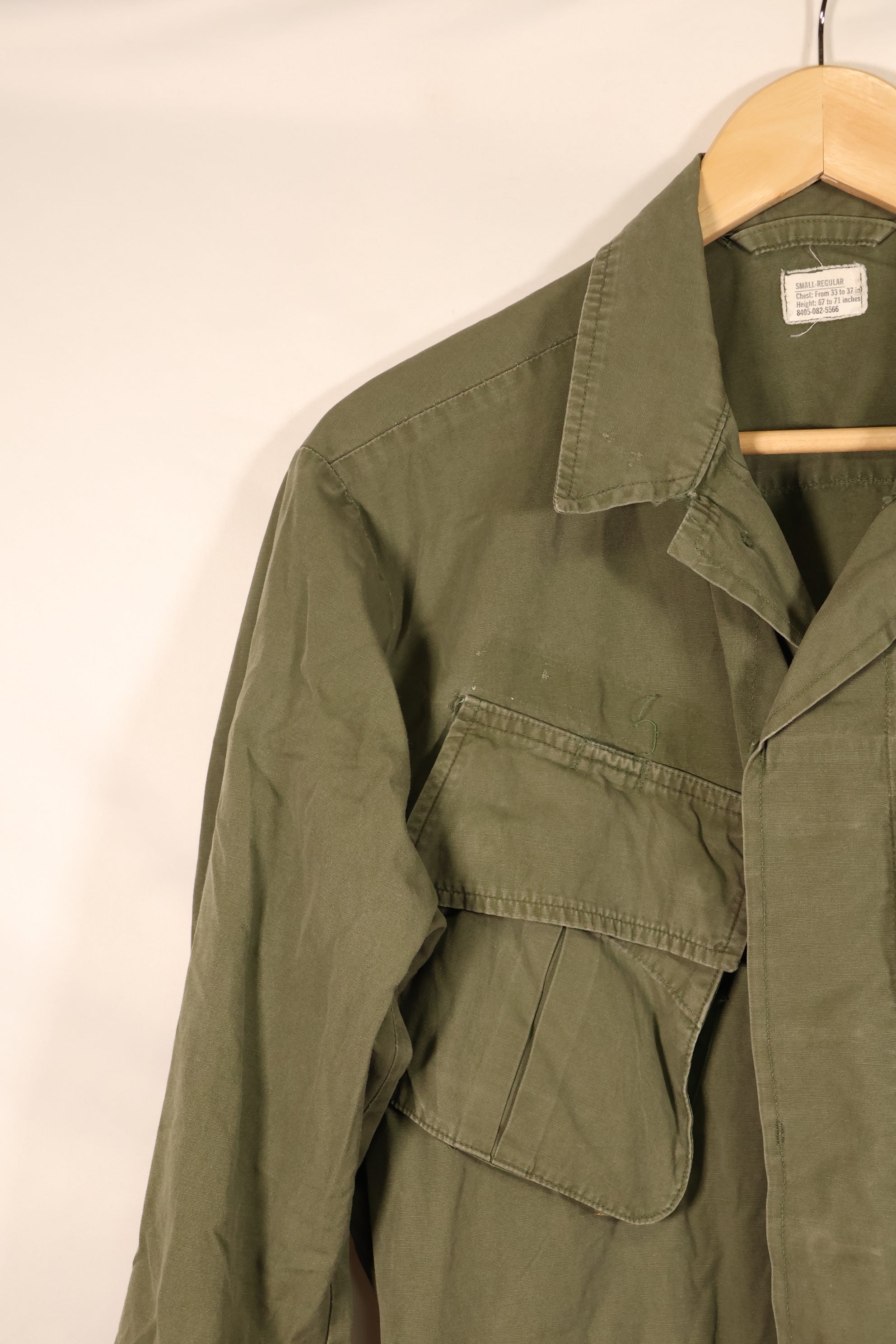 Around 1967; S-R 3rd Model Jungle Fatigue Jacket; Slightly Faded; Used