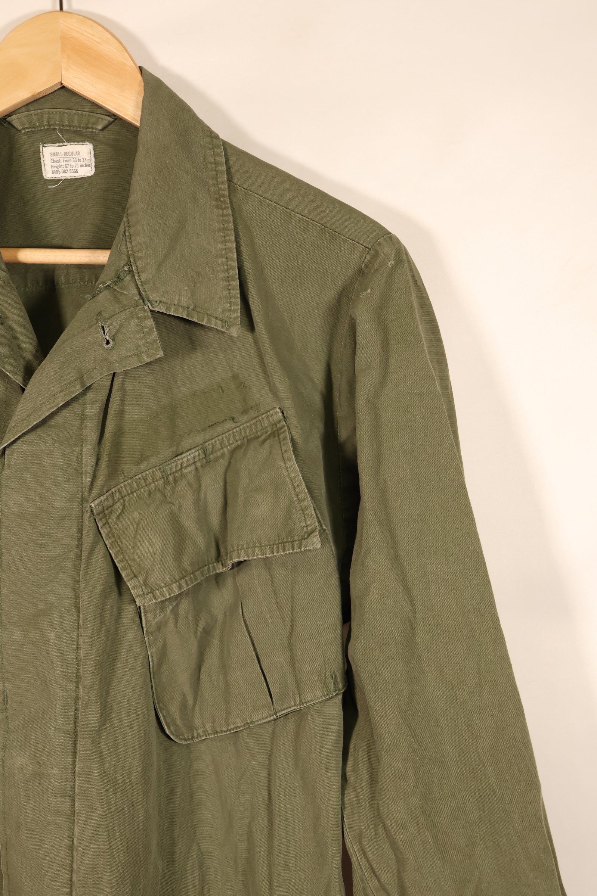 Around 1967; S-R 3rd Model Jungle Fatigue Jacket; Slightly Faded; Used