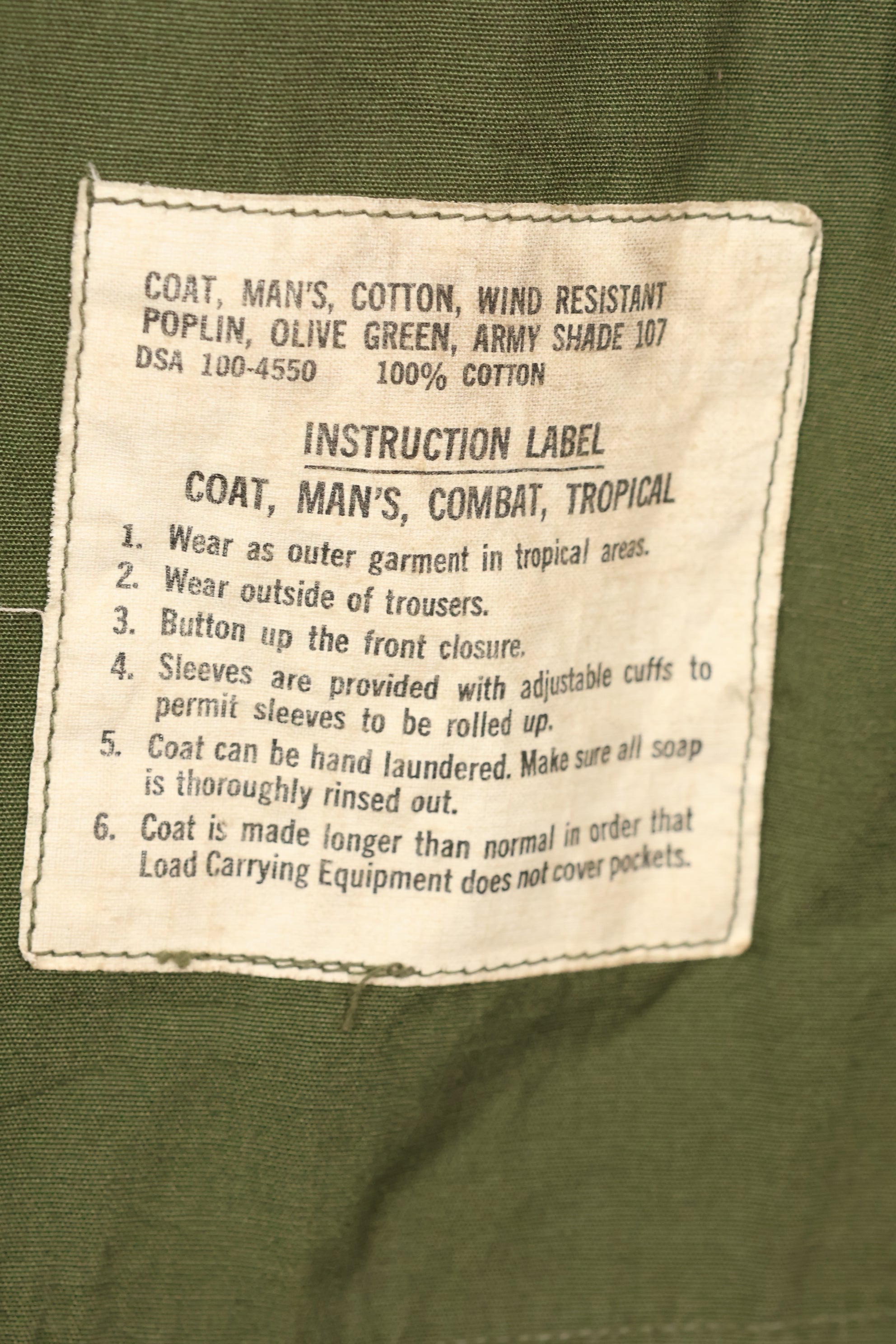 1966-67 Contract M-R Non Rip 3rd Model Jungle Fatigue Jacket in good condition.
