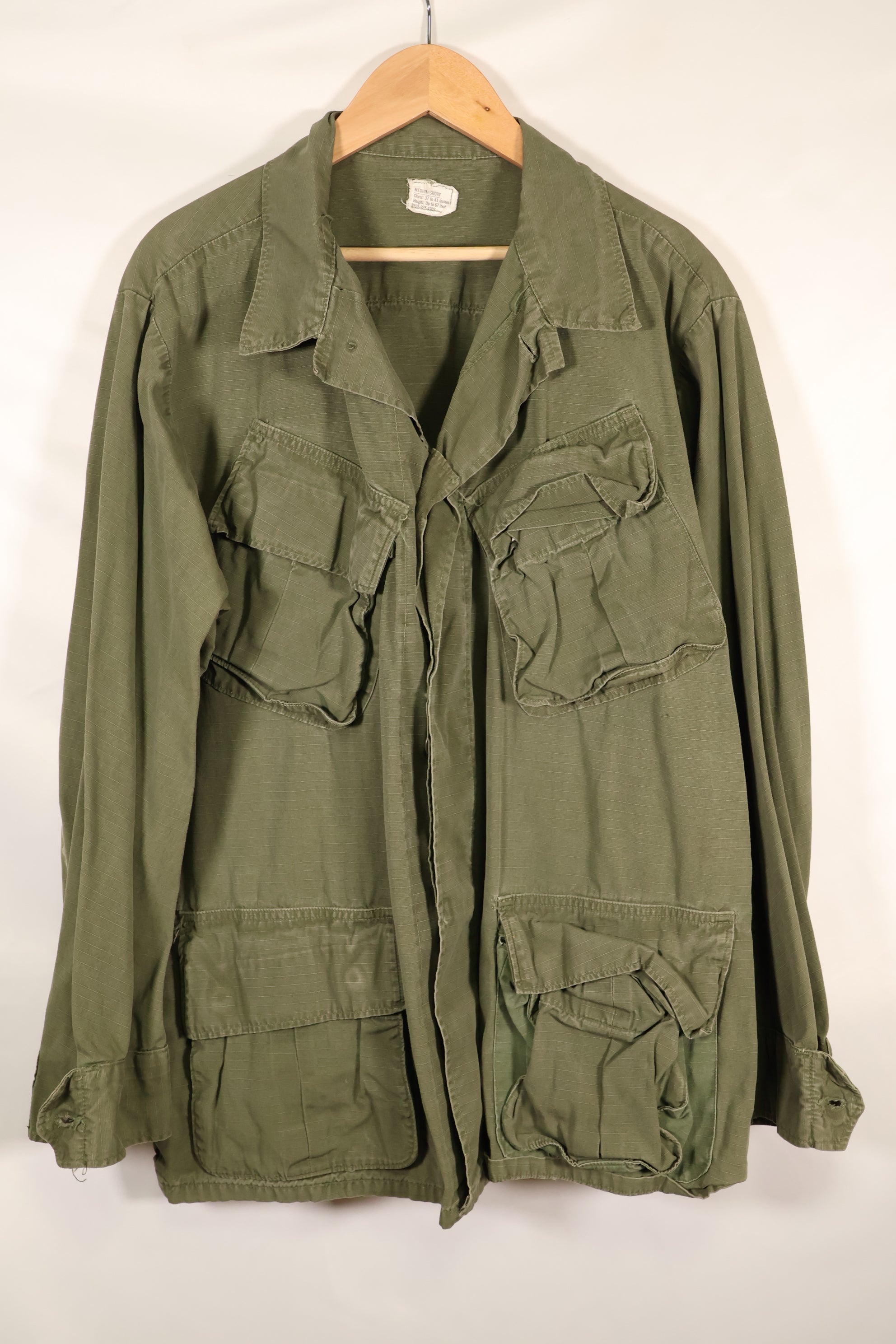 1970 Contract M-S 4th Model Jungle Fatigue Jacket, faded, used.
