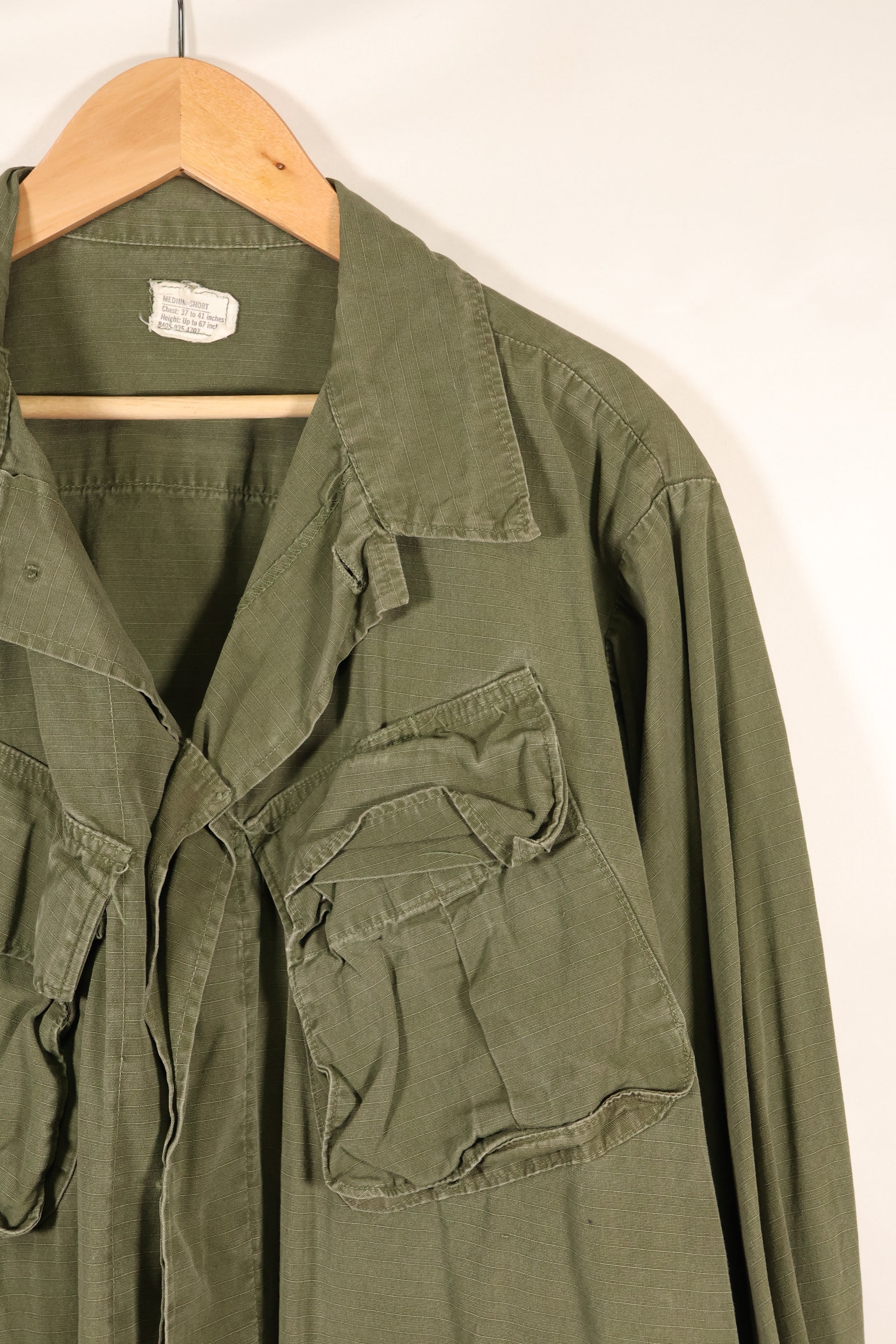 1970 Contract M-S 4th Model Jungle Fatigue Jacket, faded, used.