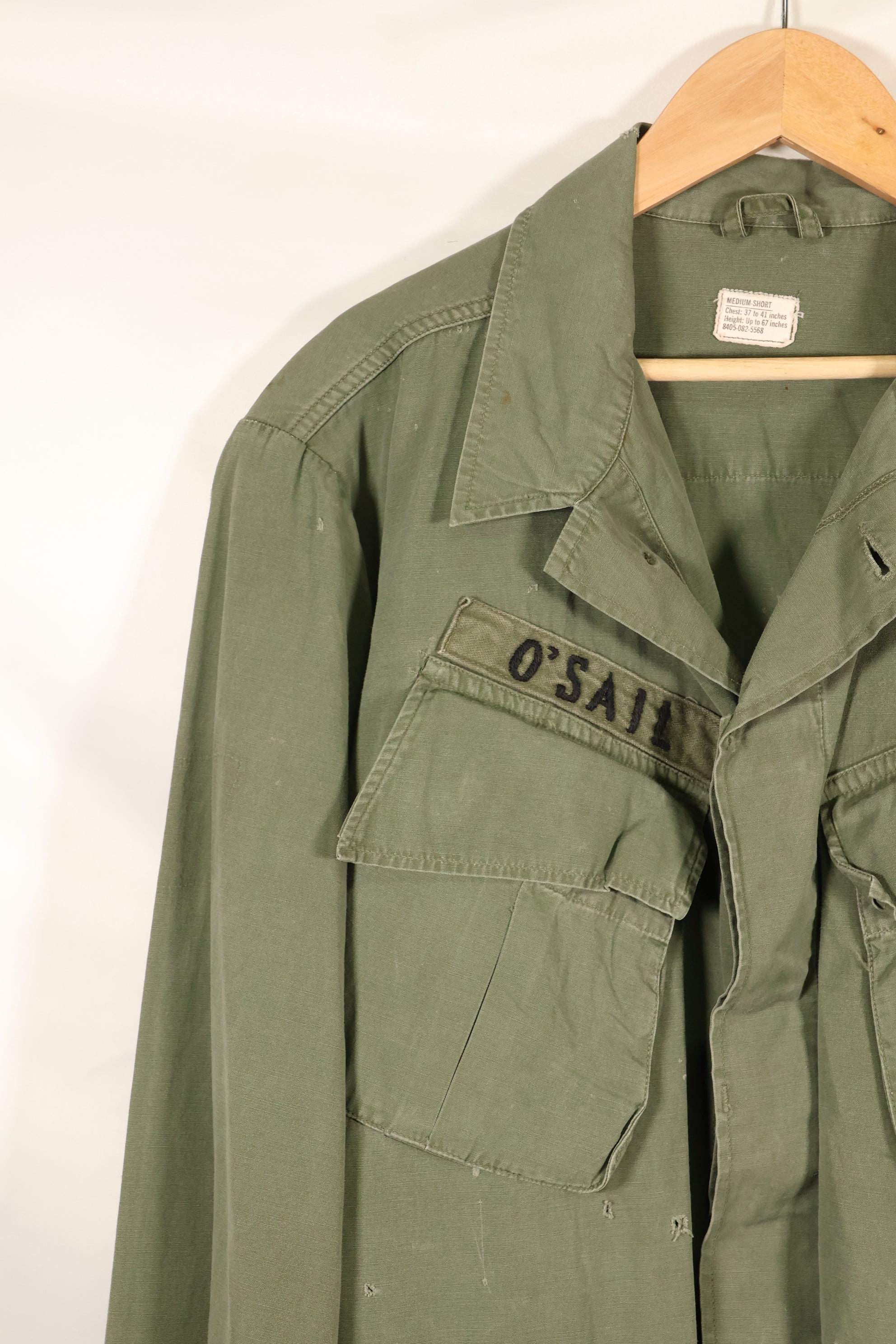 1967 Contract M-S Non Ripstop 3rd Model Jungle Fatigue Jacket with Tape Used