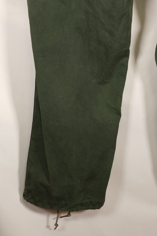 1963 contract, estimated S-L 1st Model Jungle Fatigue pants, dyed, CRC release, faded, used.