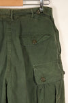 1963 contract, estimated S-L 1st Model Jungle Fatigue pants, dyed, CRC release, faded, used.