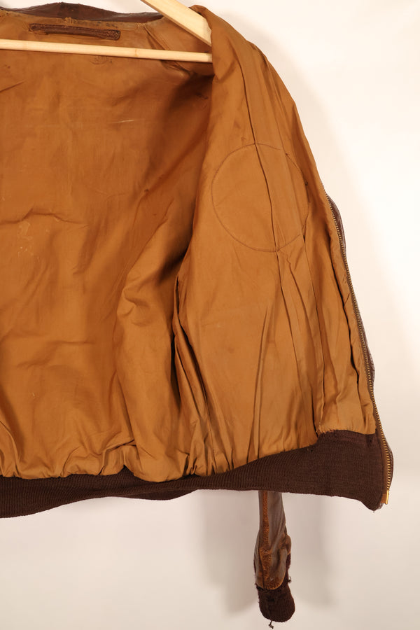 1940年代前半　推定 36~38程度　アメリカ陸軍航空隊 USAAF　A-2　ライトゾーン　サマーレザーフライトジャケット　中古品