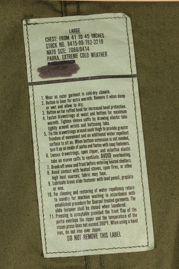 Year Mixed LARGE M65 Field Parka Set M51 with Liner Used A