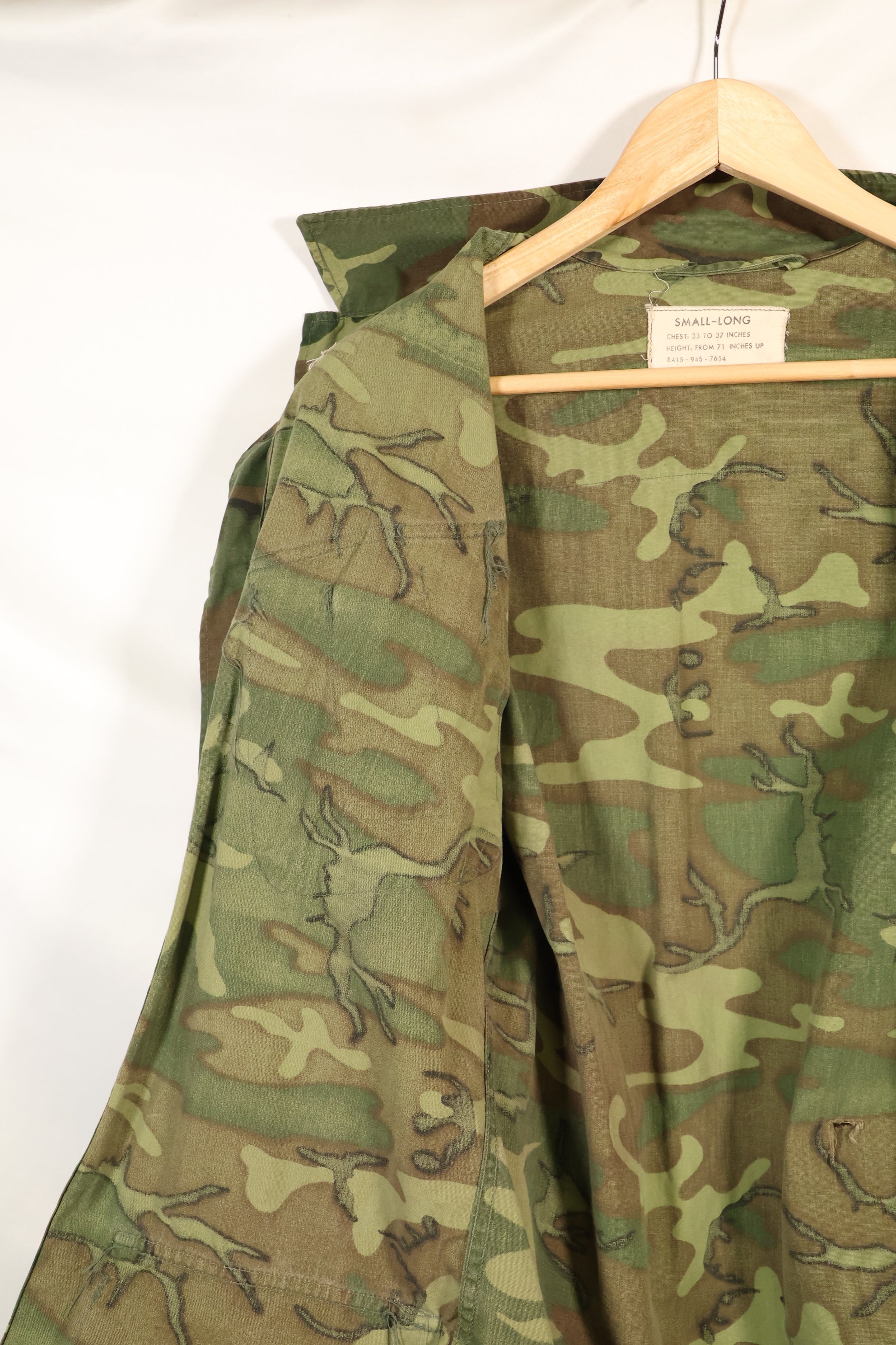 Circa 1966-67 US Army ERDL Camouflage Leaf Camouflage Jungle Fatigue Jacket, used.