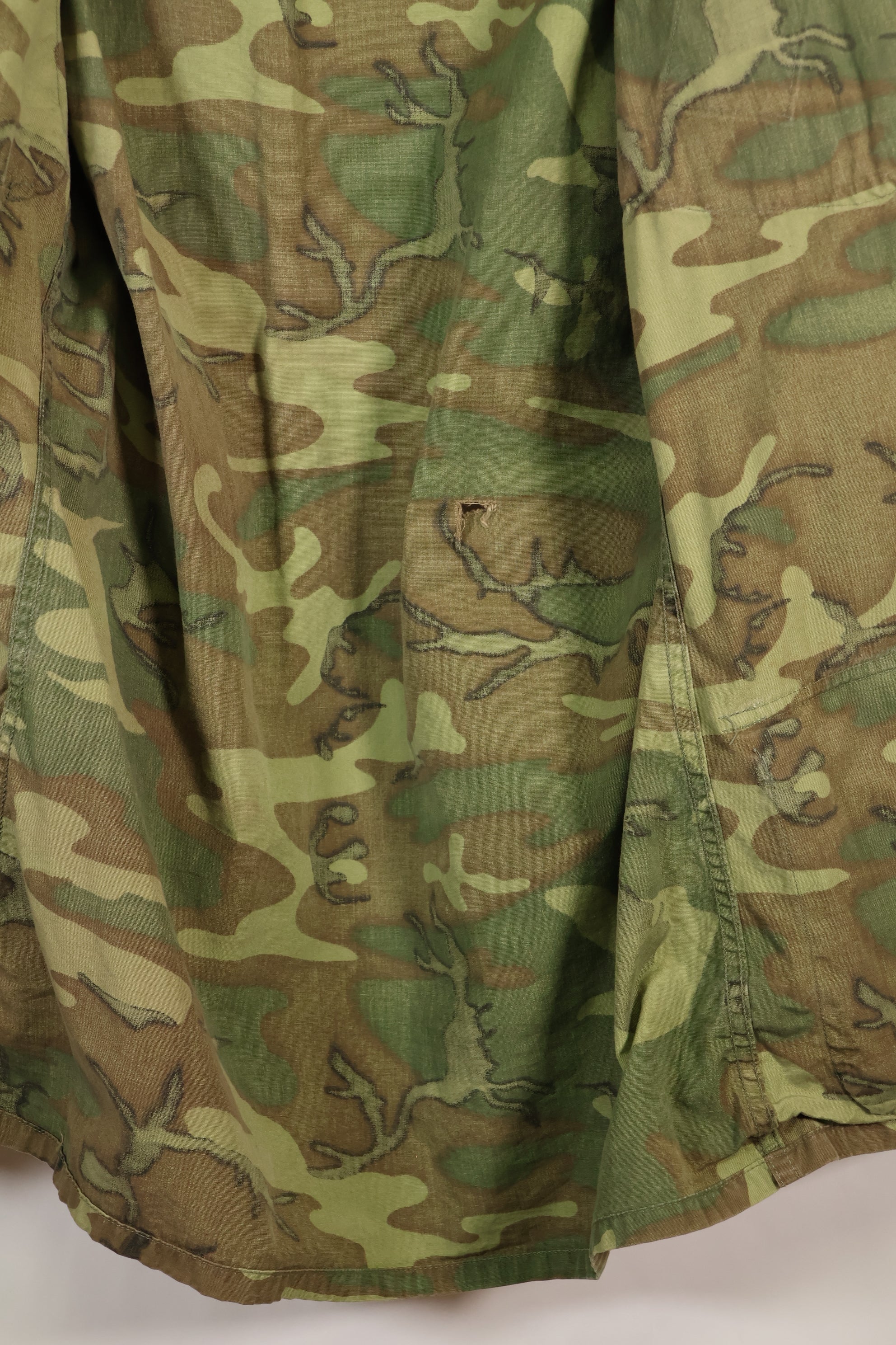 Circa 1966-67 US Army ERDL Camouflage Leaf Camouflage Jungle Fatigue Jacket, used.
