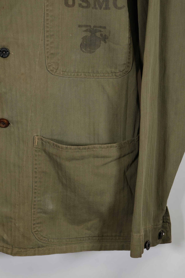 Real WWII 1940s P42 U.S. Marine Corps HBT Utility Uniform Jacket Used