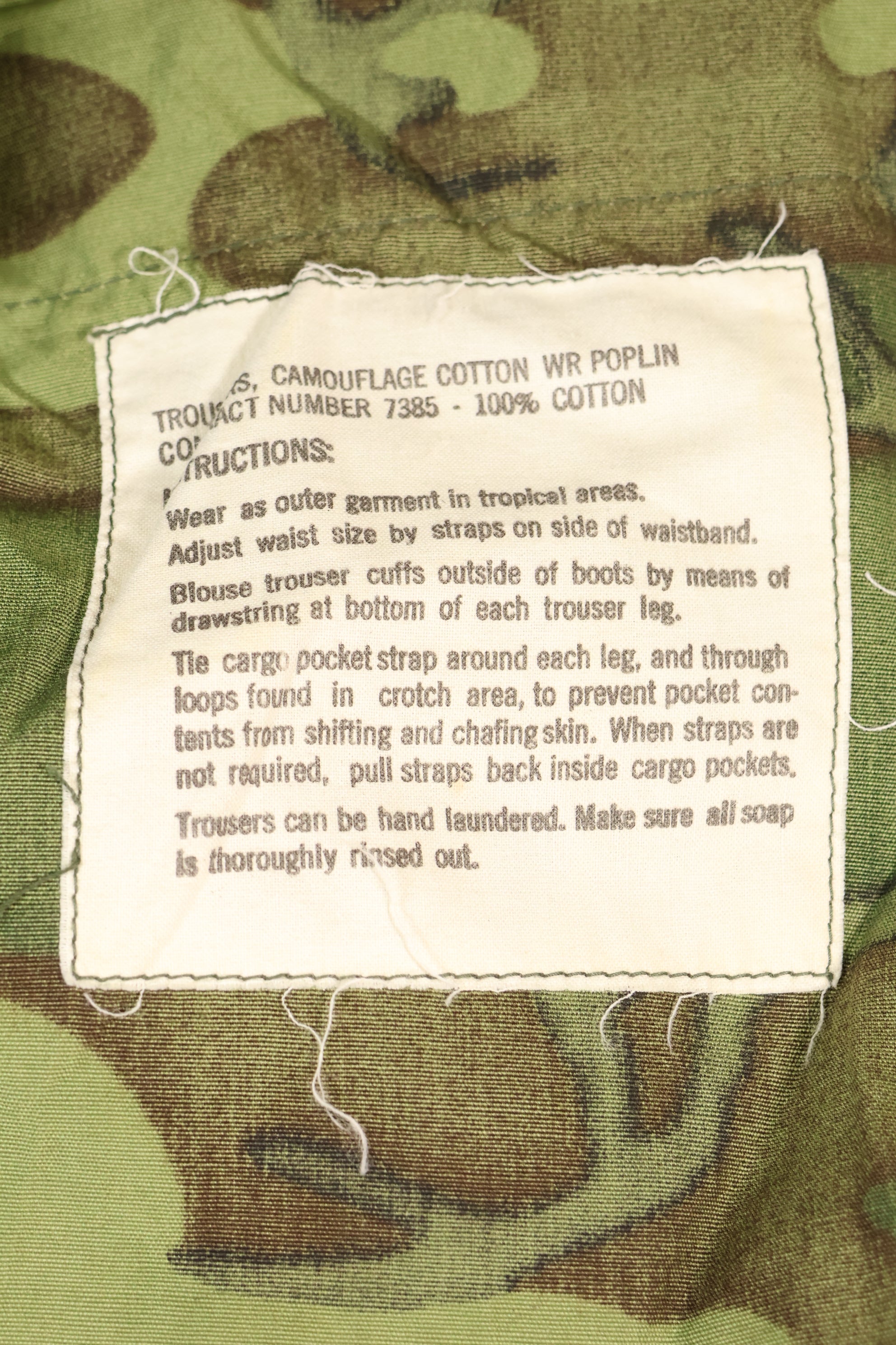 Circa 1966-67 S-R US Army ERDL Camouflage Leaf Camouflage Jungle Fatigue Pants Used 