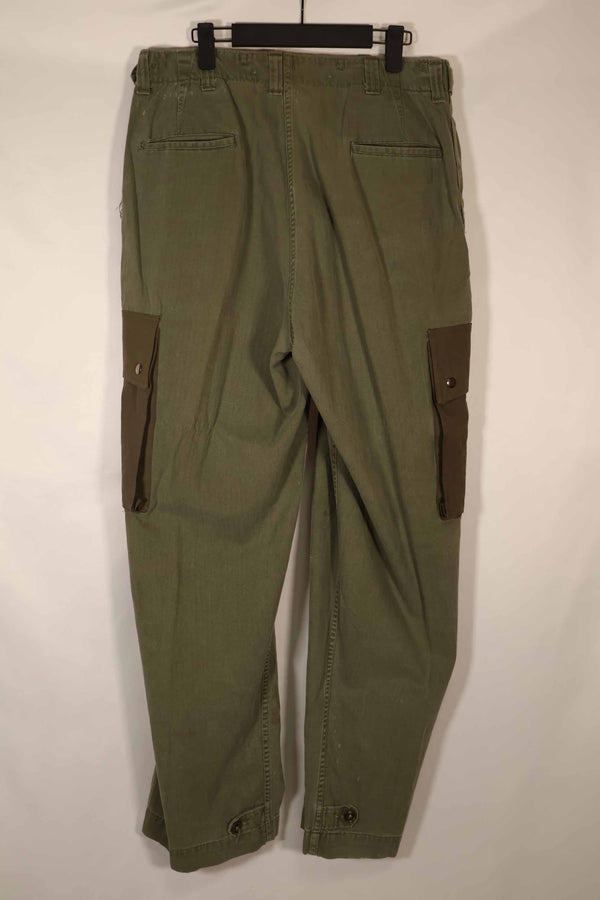 Real 1940s-50s US Army HBT pants, modified pockets, used.
