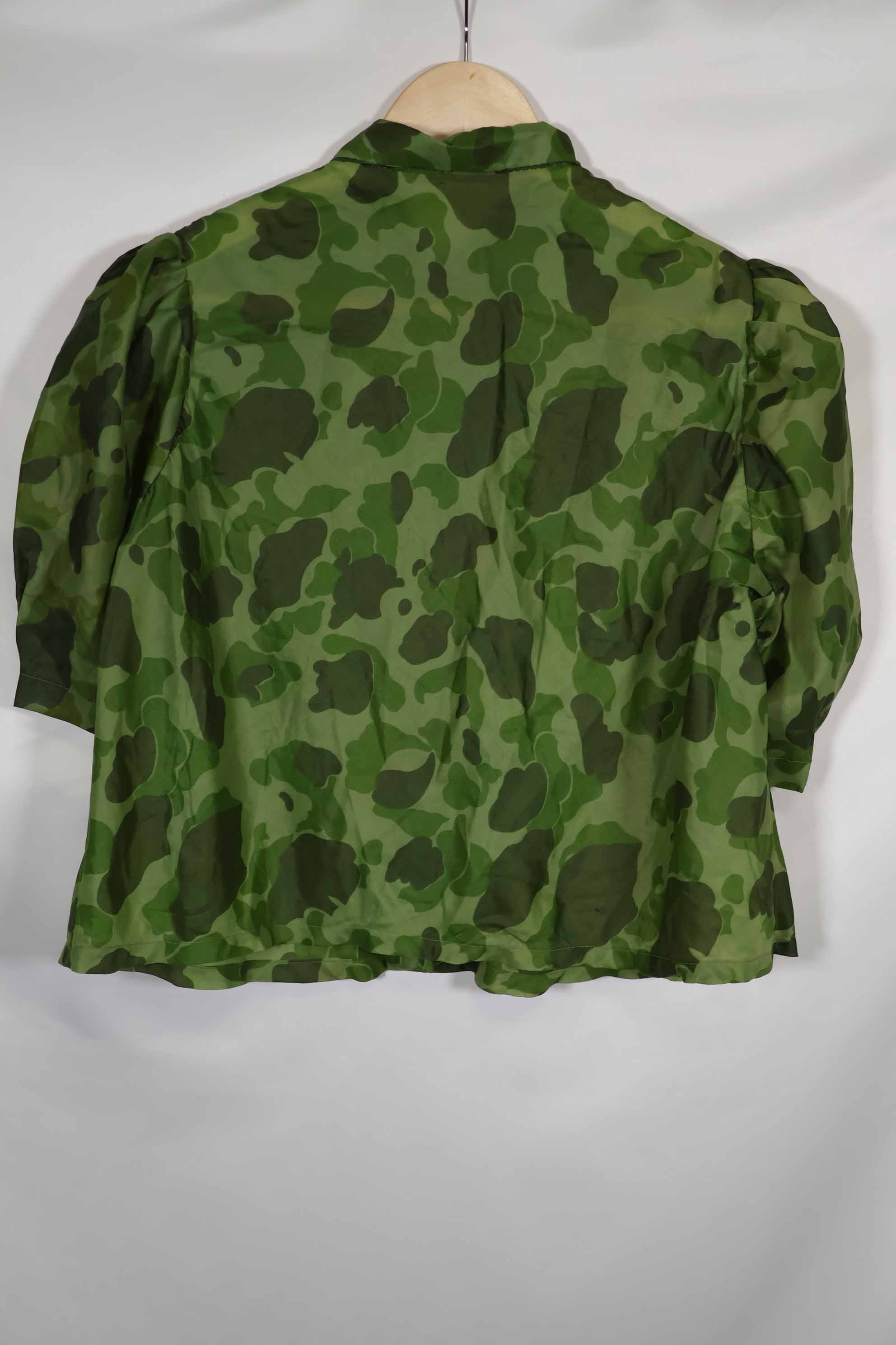 1940s-50s, Parachute camouflage fabric, women's or children's blouse, privately procured.