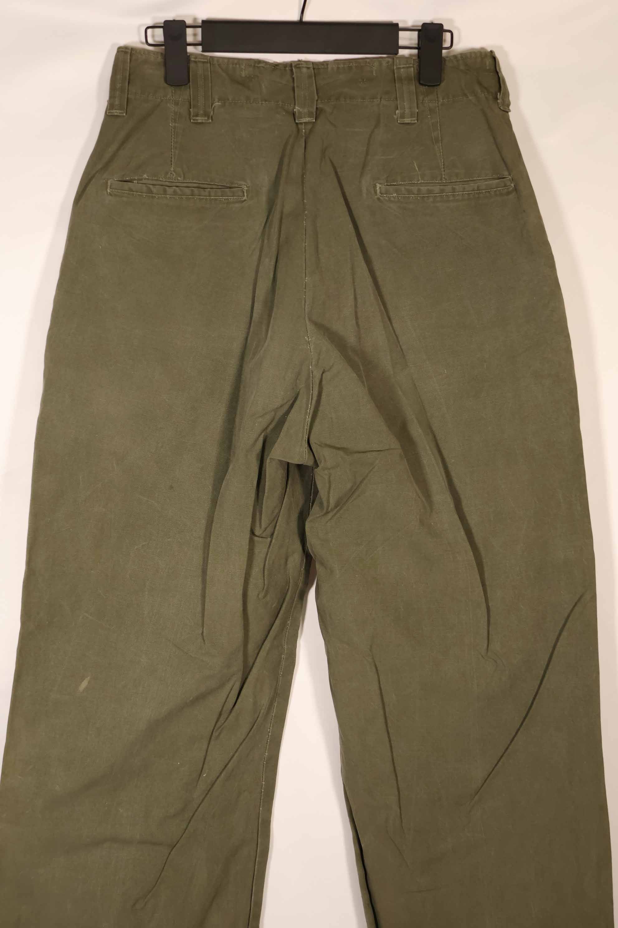 Real 1940s U.S. Army M45 cotton field pants, used.