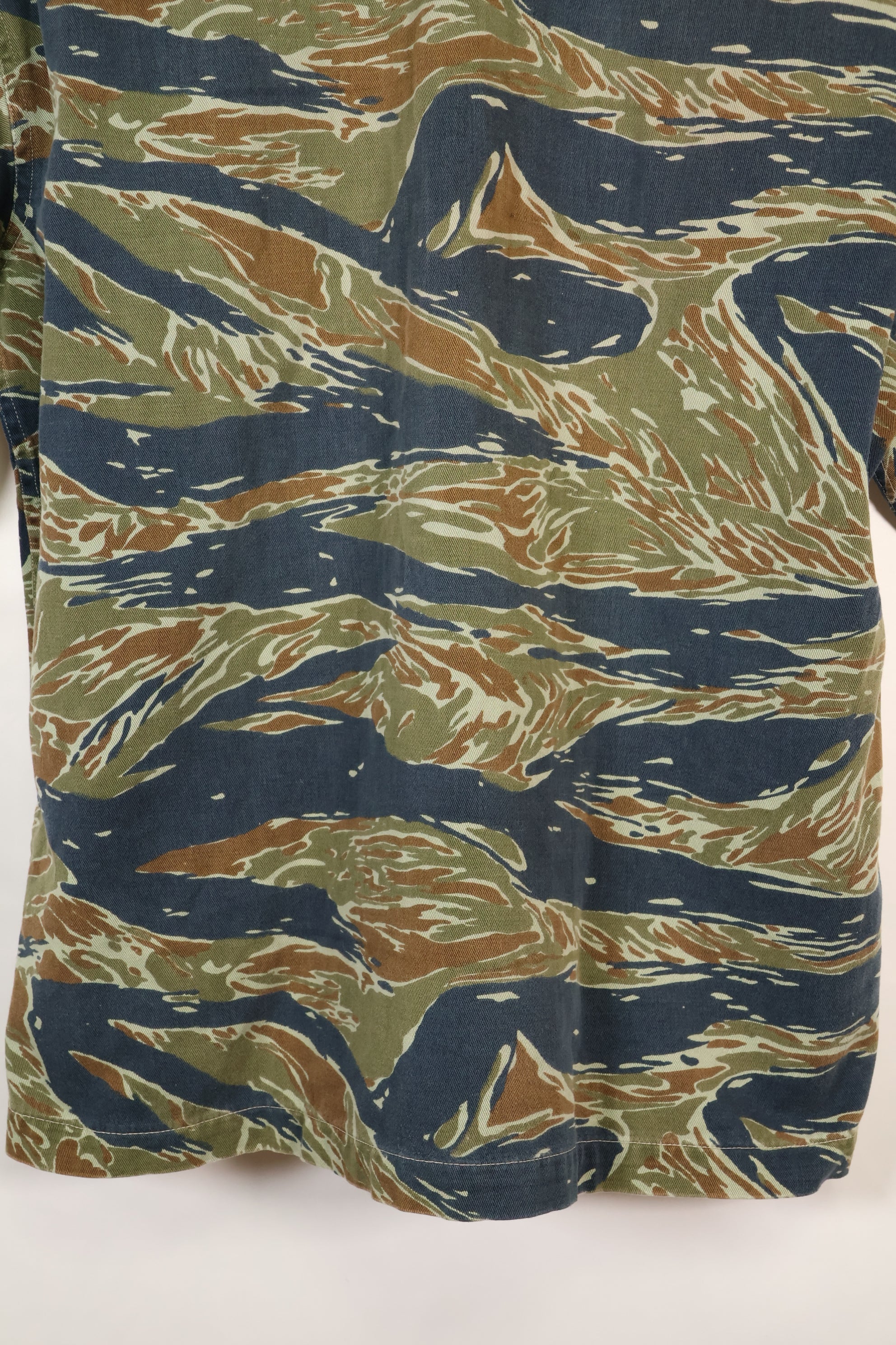 Mid-1970s, Thailand, Silver Tiger half sleeve shirt, tiger stripe, used.