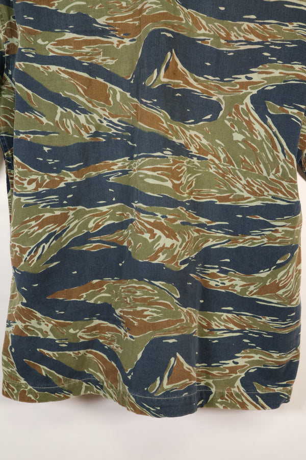 Mid-1970s, Thailand, Silver Tiger half sleeve shirt, tiger stripe, used.