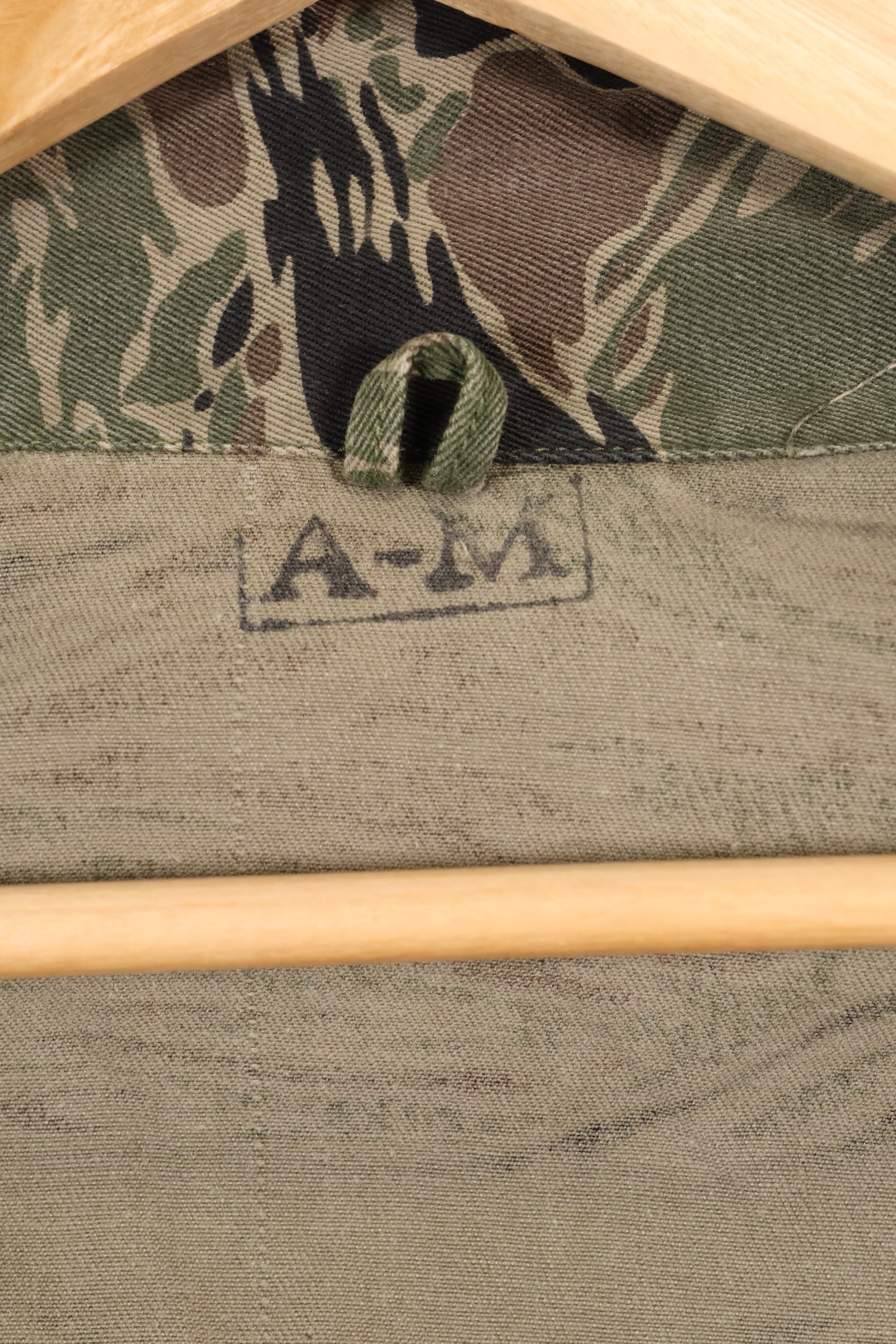 1960s Japanese Silver Tiger Asian Cut shirt, tiger stripe, used, no cuffs.