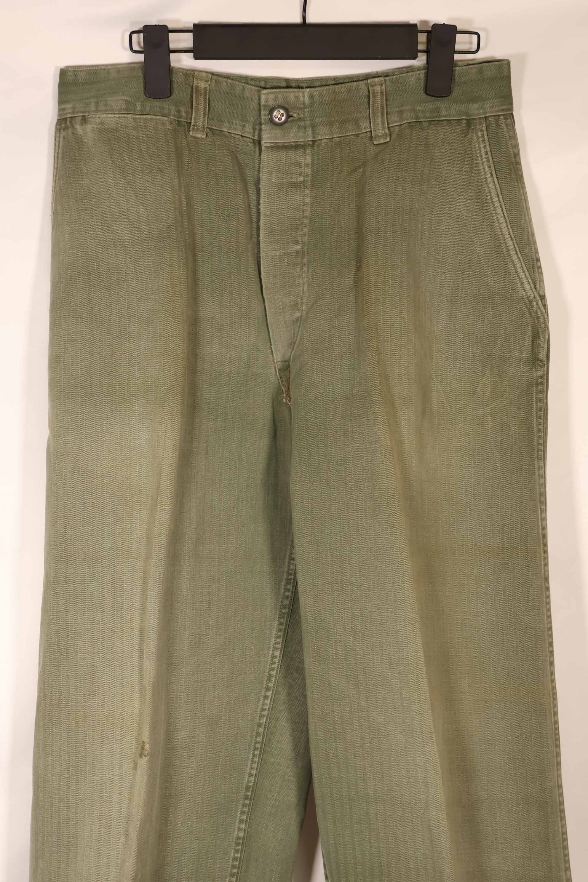 Real 1940s WWII U.S. Marine Corps HBT pants, used A