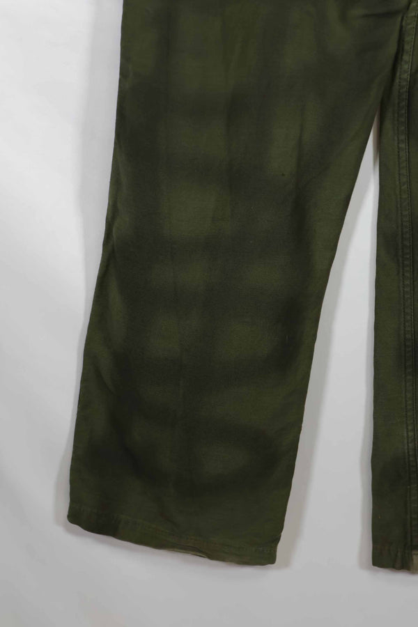 Real 1960s lot OG-107 baker pants, hand painted camouflage, used.