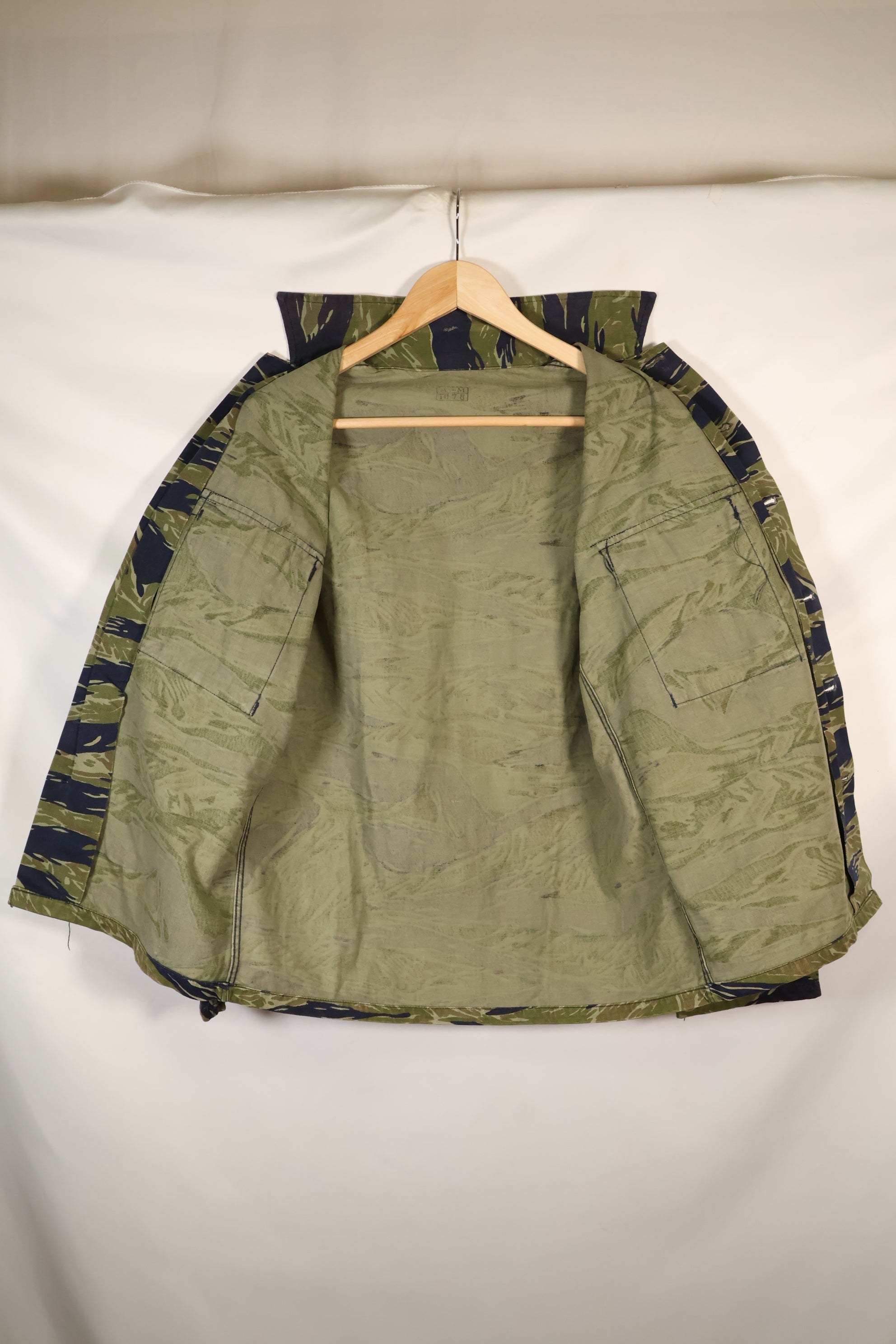 Early 1970s A-M TO-78 Silver Tiger Variation Tiger Stripe Shirt, used.