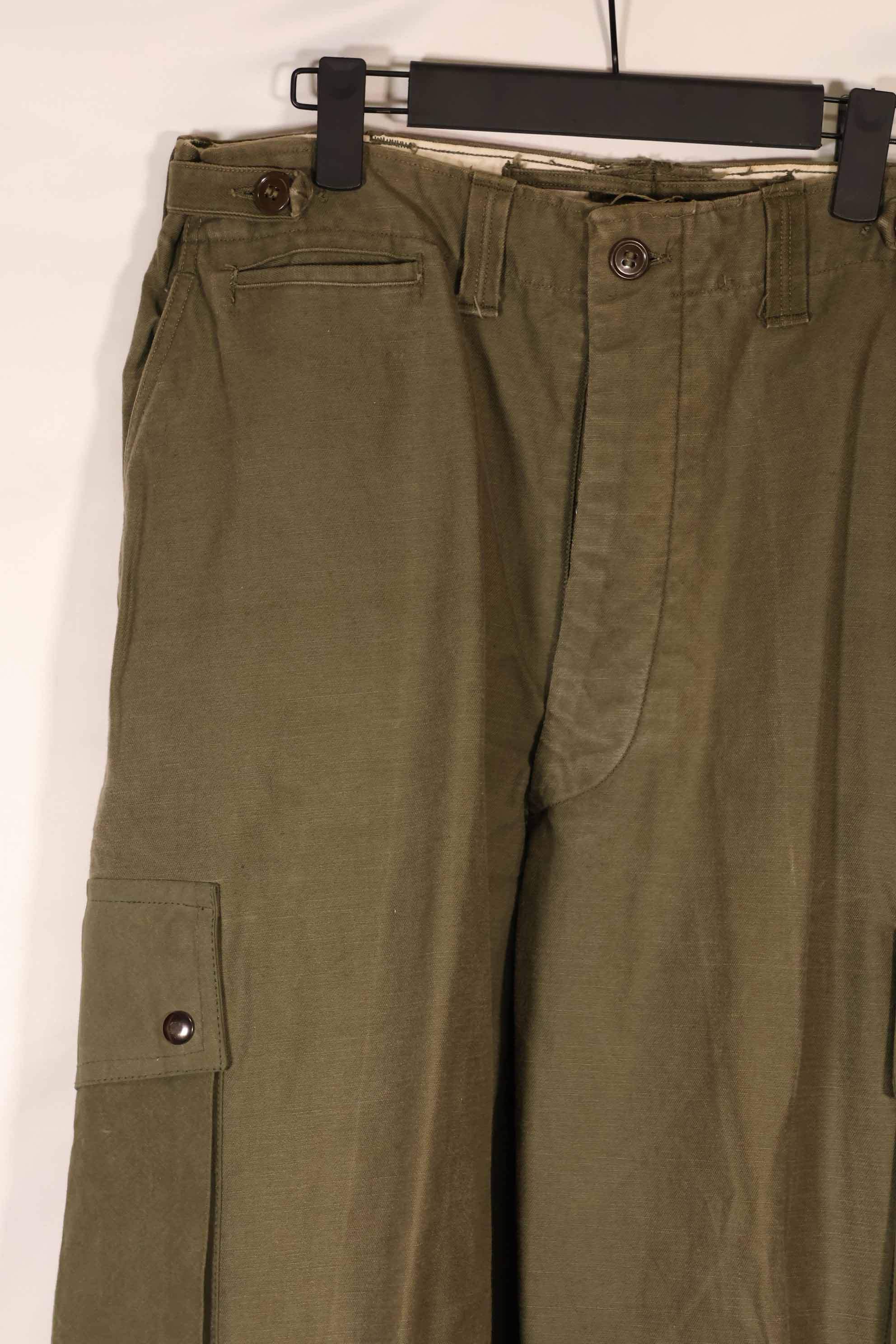 Real 1940s-50s US Army M45 cotton field pants, used.