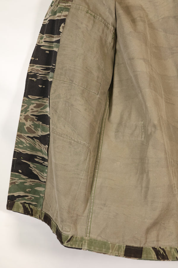 1960's 1/2 A-S Japanese Silver Tiger Shirt, Tiger Stripe, with local alterations, used.