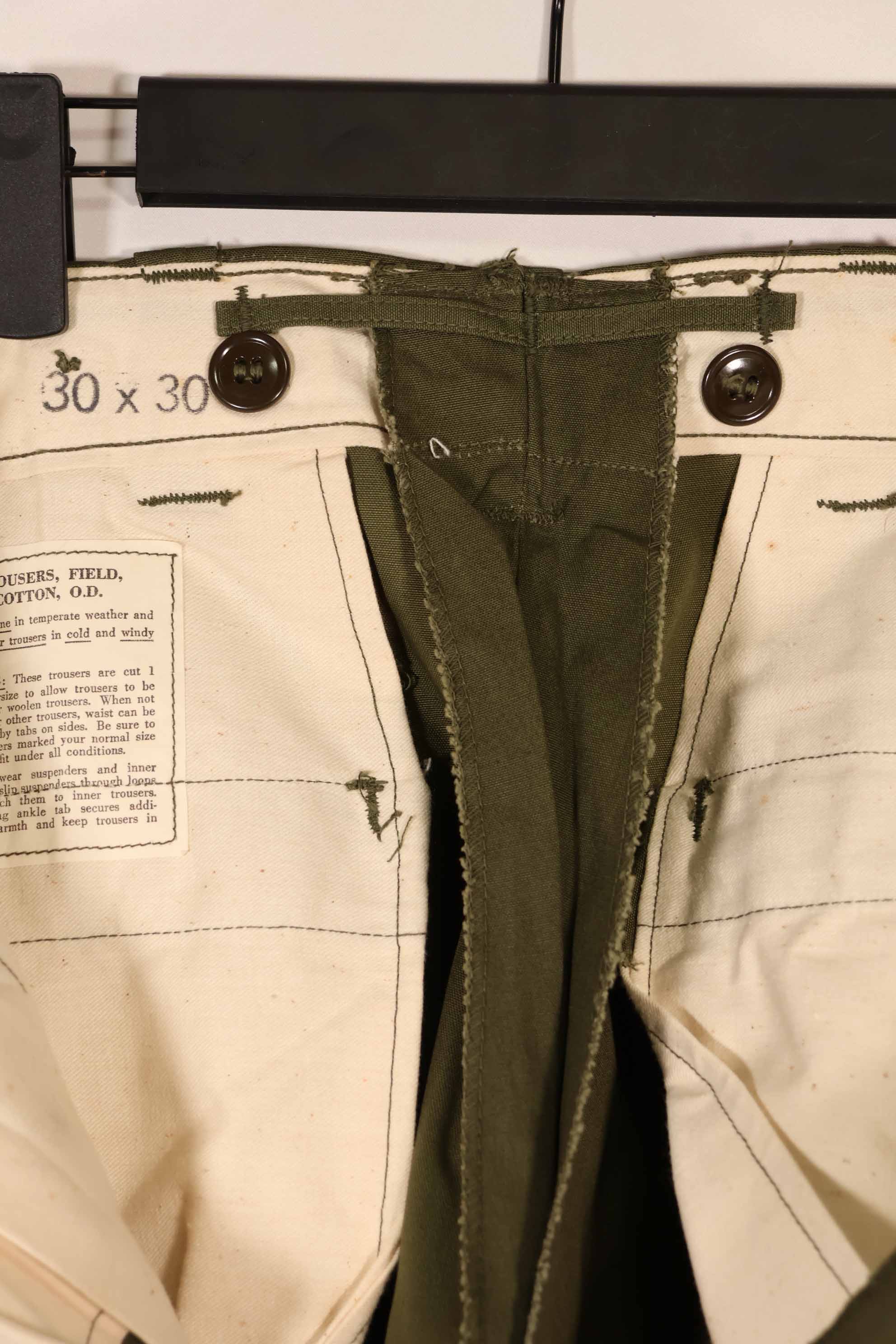 Real late 1940s - early 1950s M45 OD cotton field pants, almost unused, used.