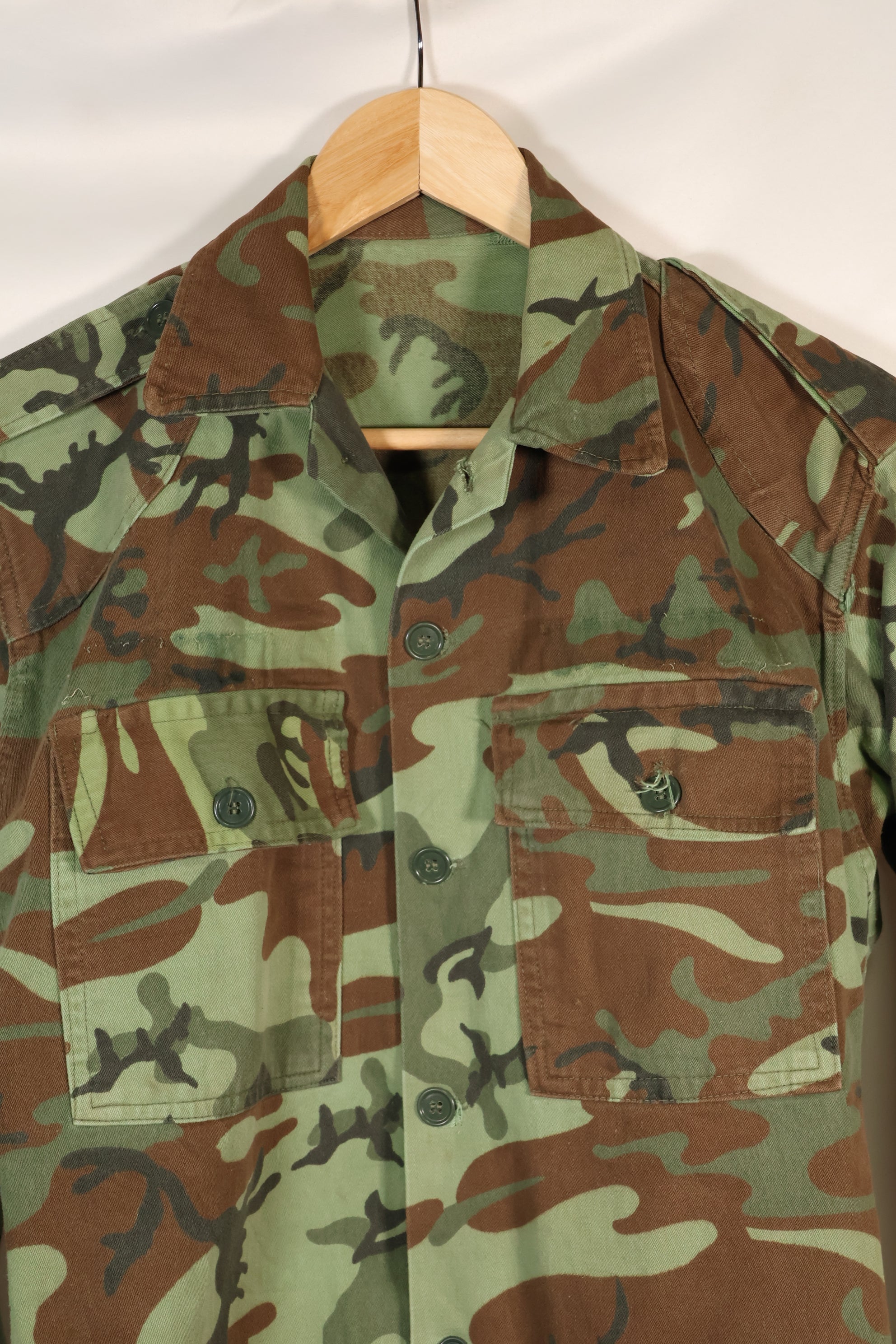 1960s South Vietnam ARVN Green Leaf Camouflage Shirt, used.