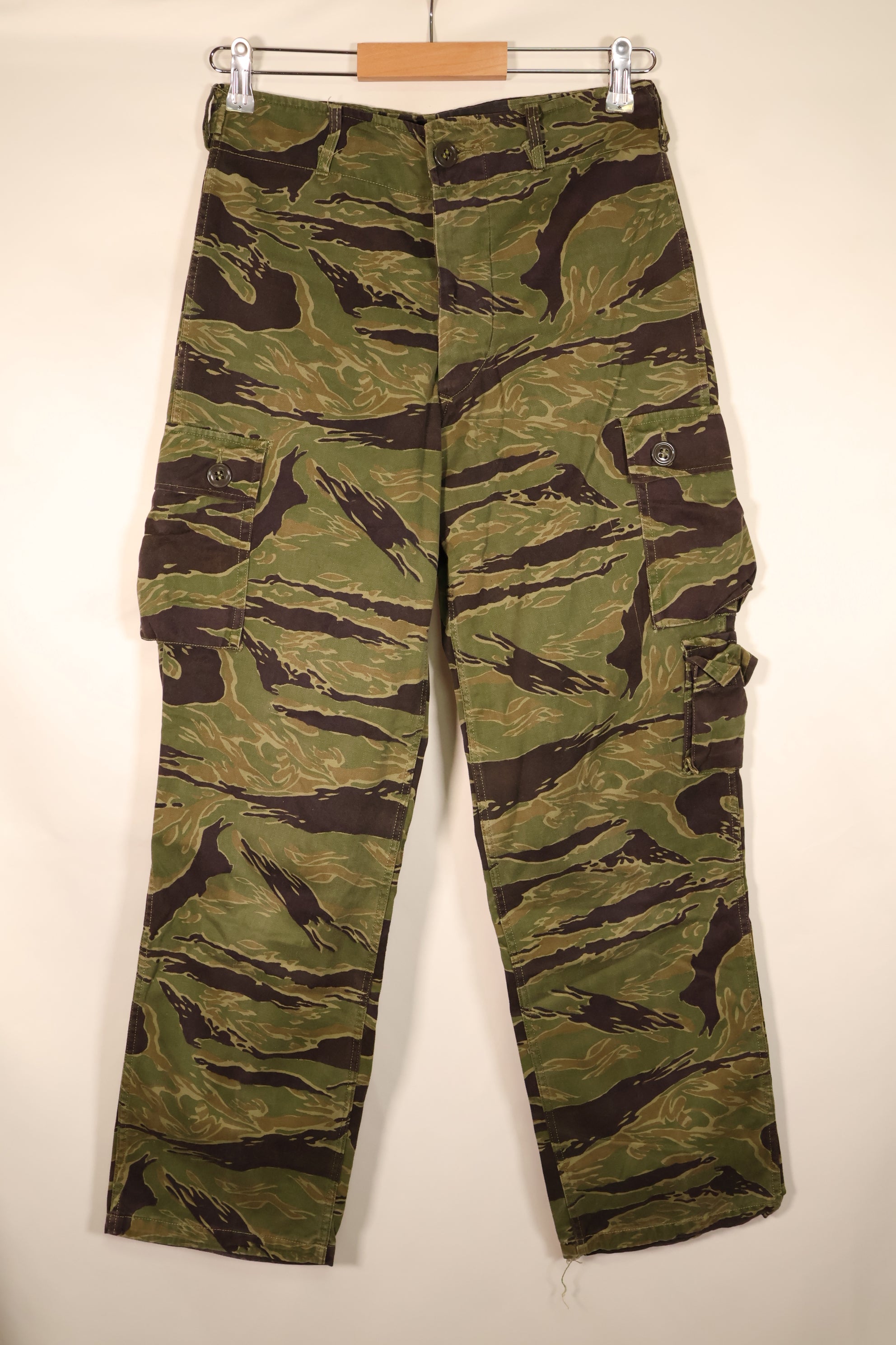 Late 1960s, A-M, Gold Tiger-inspired pattern, Asian-cut pants, in good condition, used