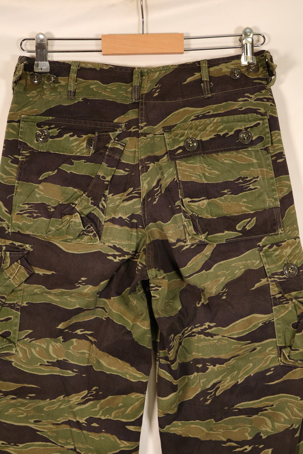 Late 1960s, A-M, Gold Tiger-inspired pattern, Asian-cut pants, in good condition, used