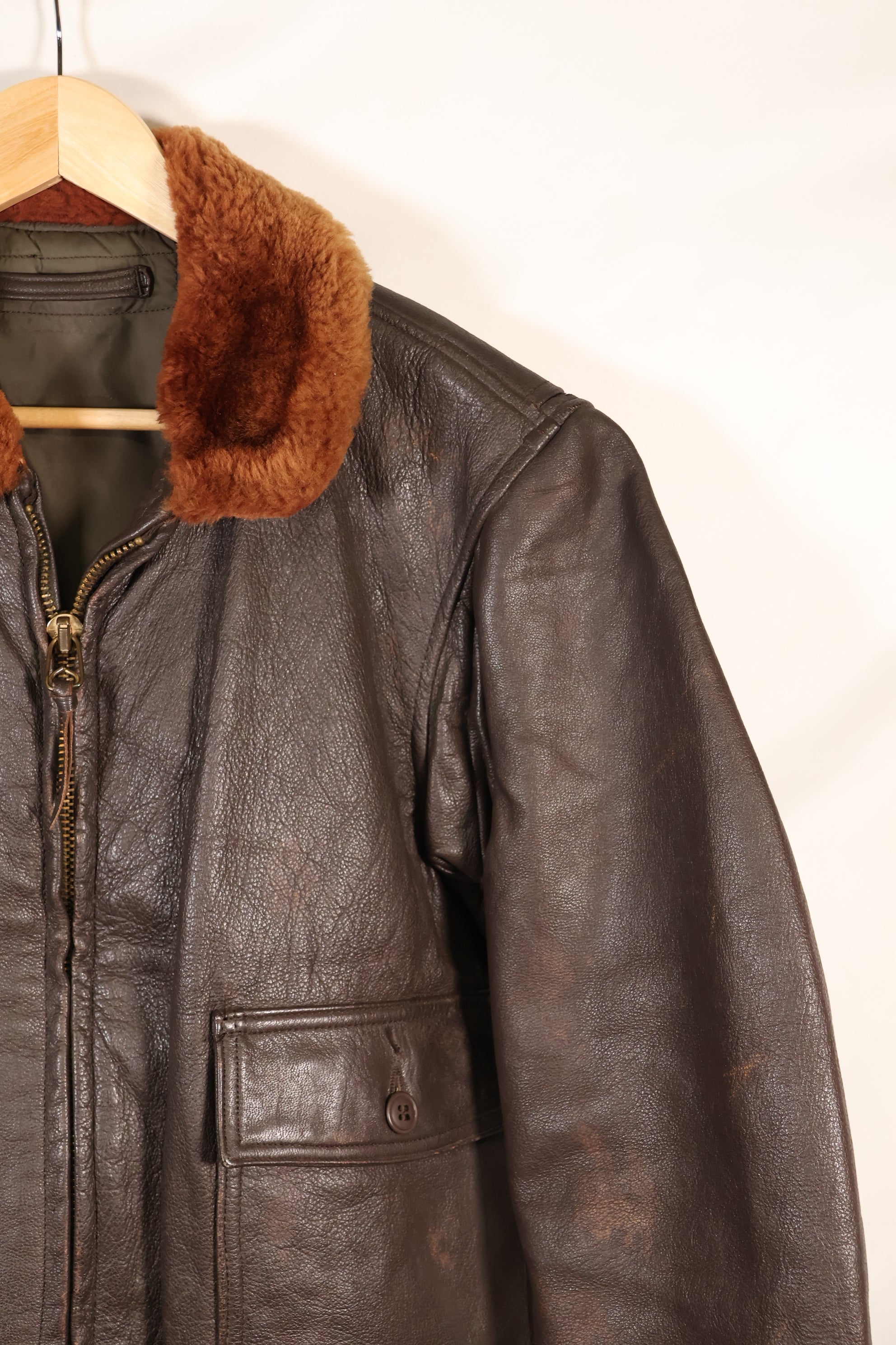 Contracted circa 1960-64, size about 42, US Navy G-1 flight jacket, intermediates, used.