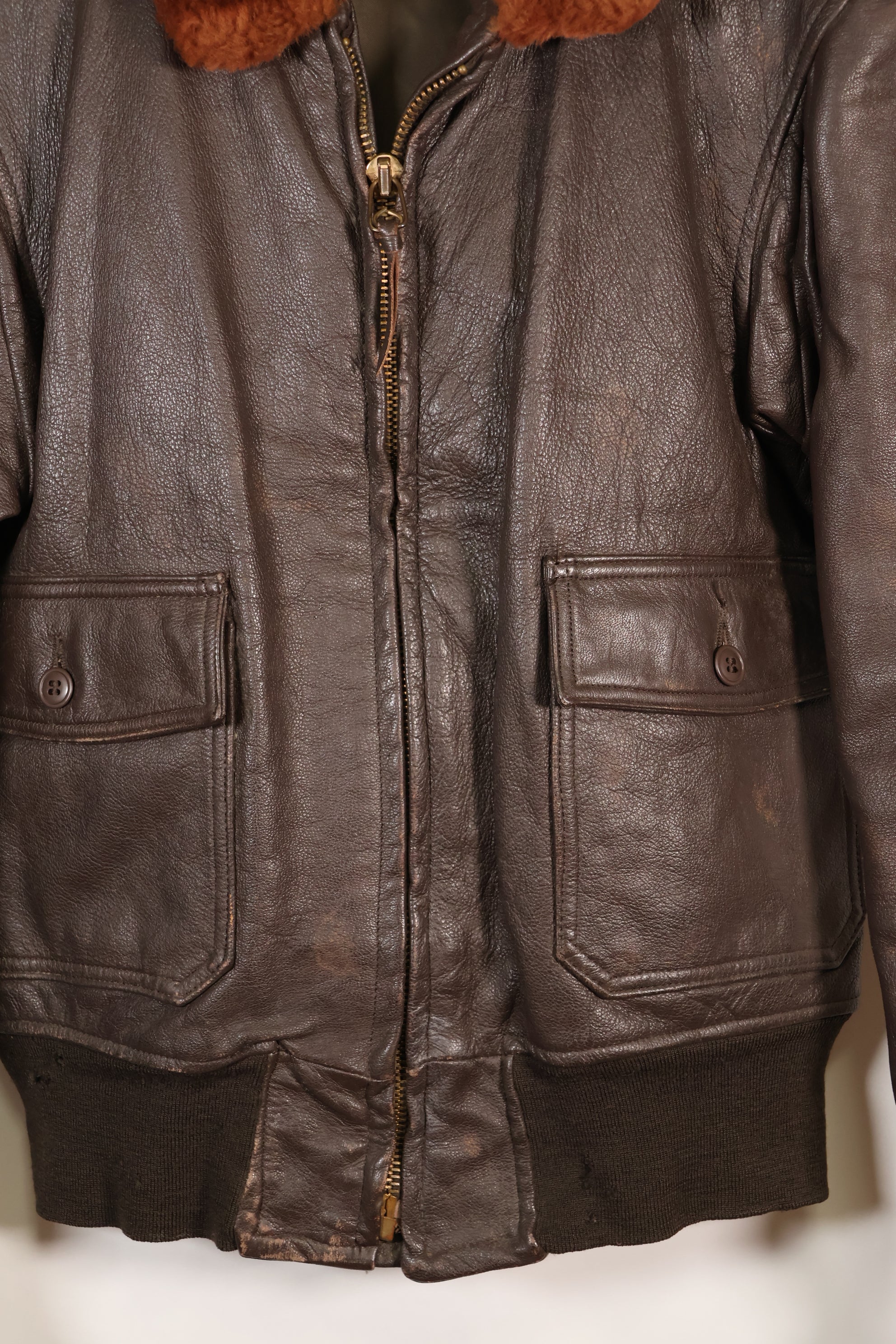 Contracted circa 1960-64, size about 42, US Navy G-1 flight jacket, intermediates, used.
