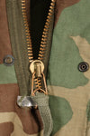 1983 Contract M-R Early Lot M65 Field Jacket Woodland Camouflage Brass Zipper Used
