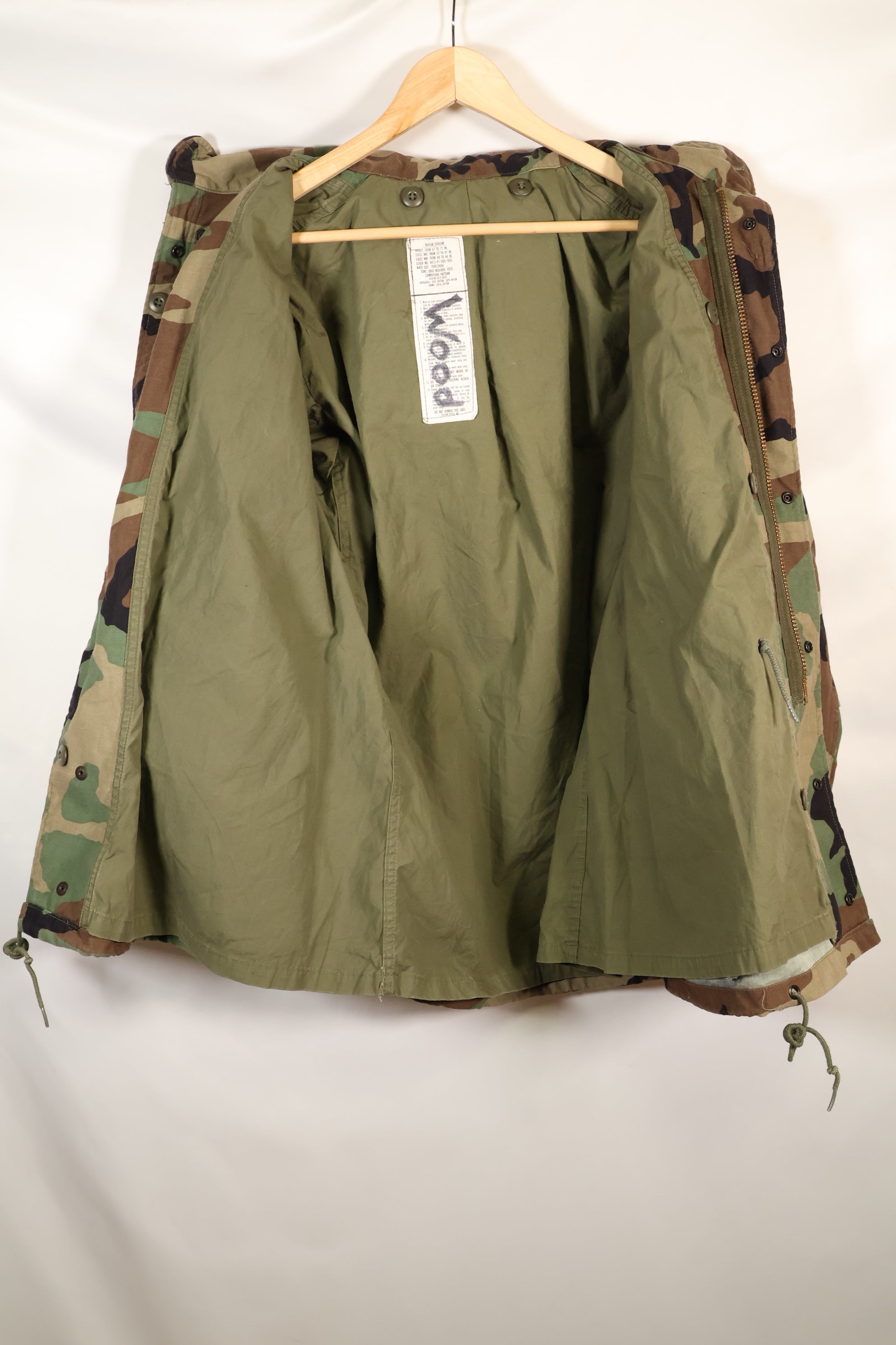 1983 Contract M-R Early Lot M65 Field Jacket Woodland Camouflage Brass Zipper Used