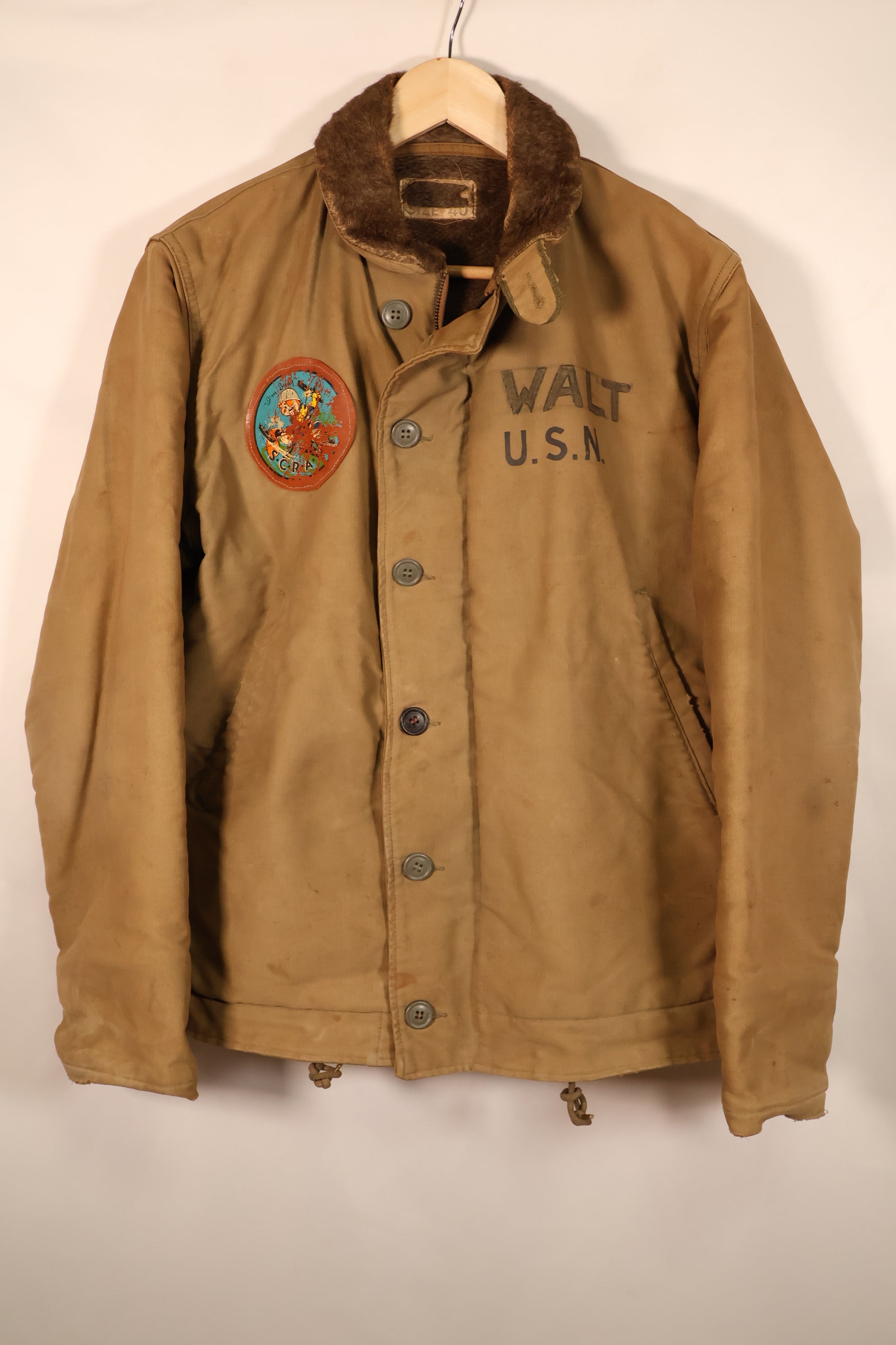 1940s, WWII, U.S. Navy, Deck Jacket, With Patches, Used, Oversized