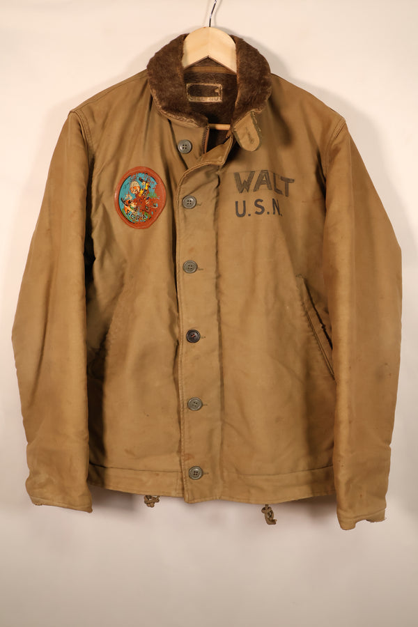 1940s, WWII, U.S. Navy, Deck Jacket, With Patches, Used, Oversized