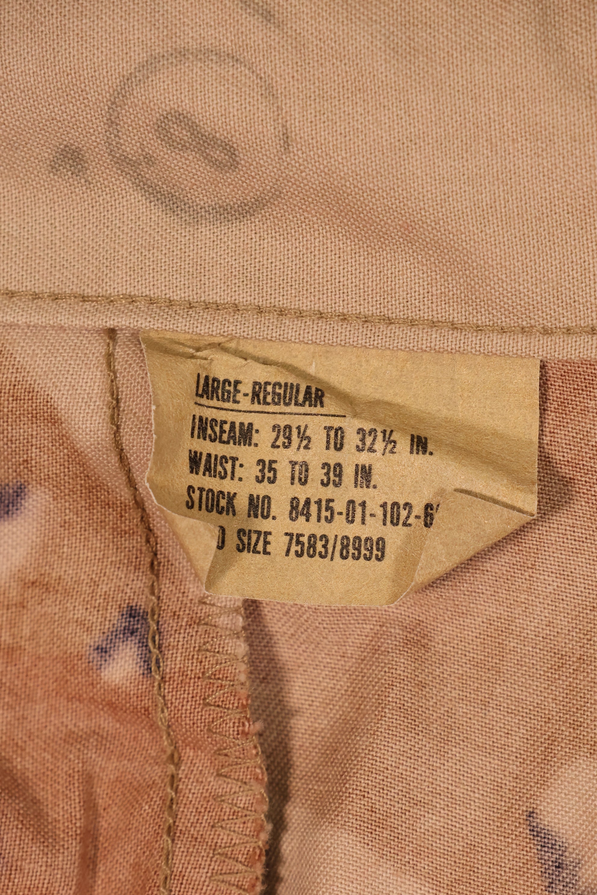 1983年契約　L-R　6Cデザート迷彩パターン　チョコチップ迷彩　BDU　パンツ　中古品