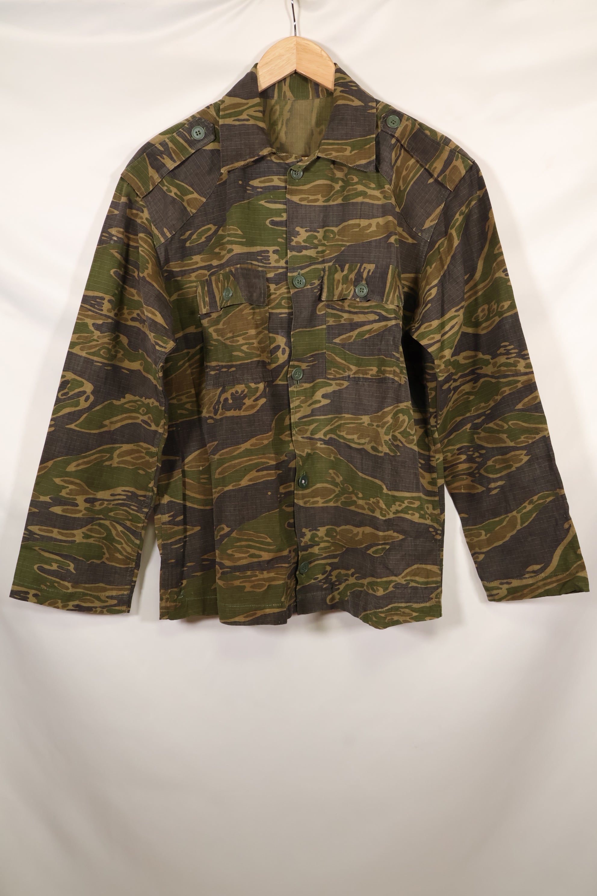 1970s South Vietnamese Marine Corps Tiger Stripe Shirt VNMC Late Ripstop Pattern Used
