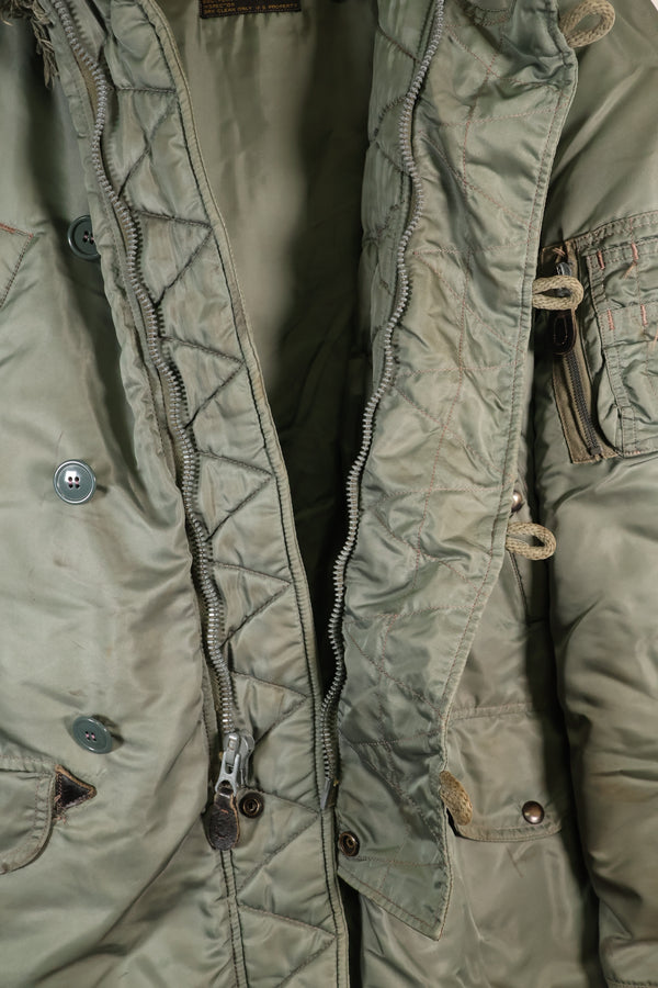 1950's MEDIUM black tag N-3B heavy zone flight jacket, used.