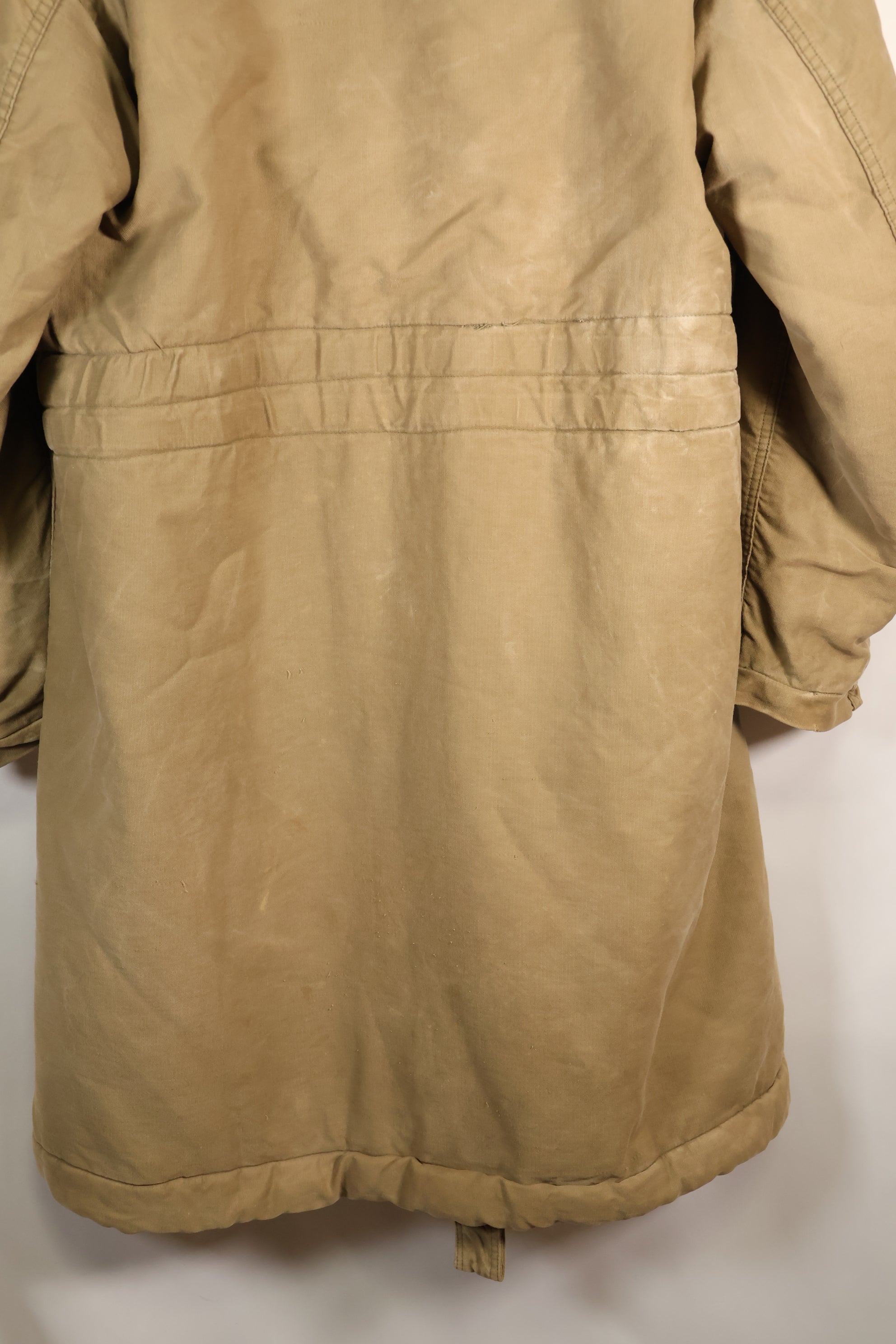 1940s WWII US Navy N-1 deck coat parka, faded, no stencil, used.