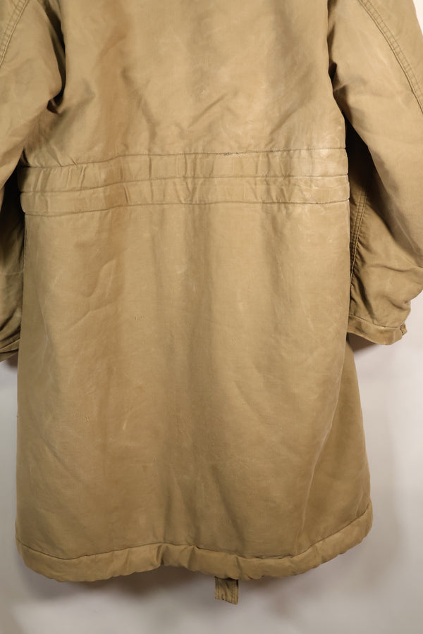 1940s WWII US Navy N-1 deck coat parka, faded, no stencil, used.