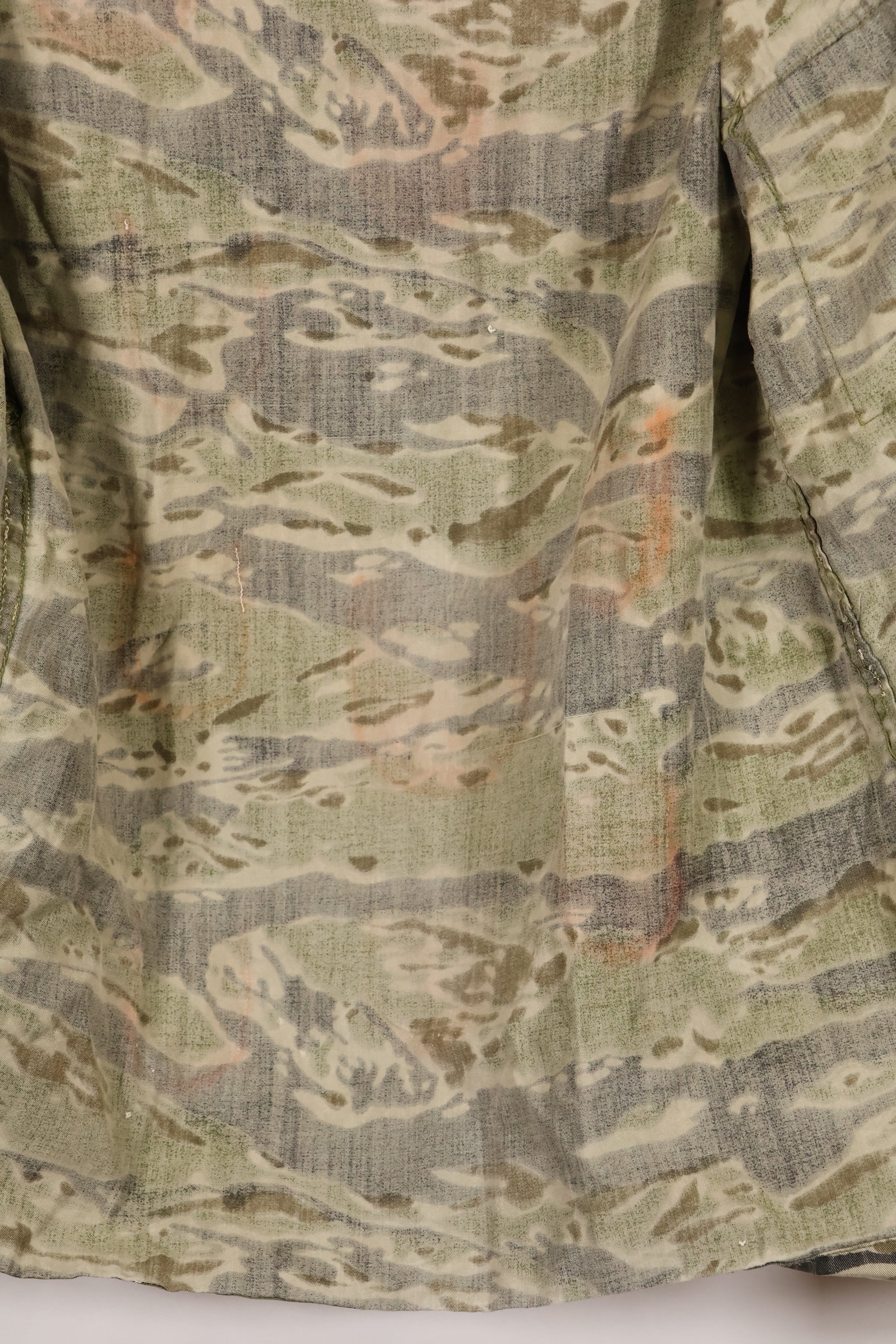 1960s Tiger stripe shirt, CIDG pattern, faded, stained, used.