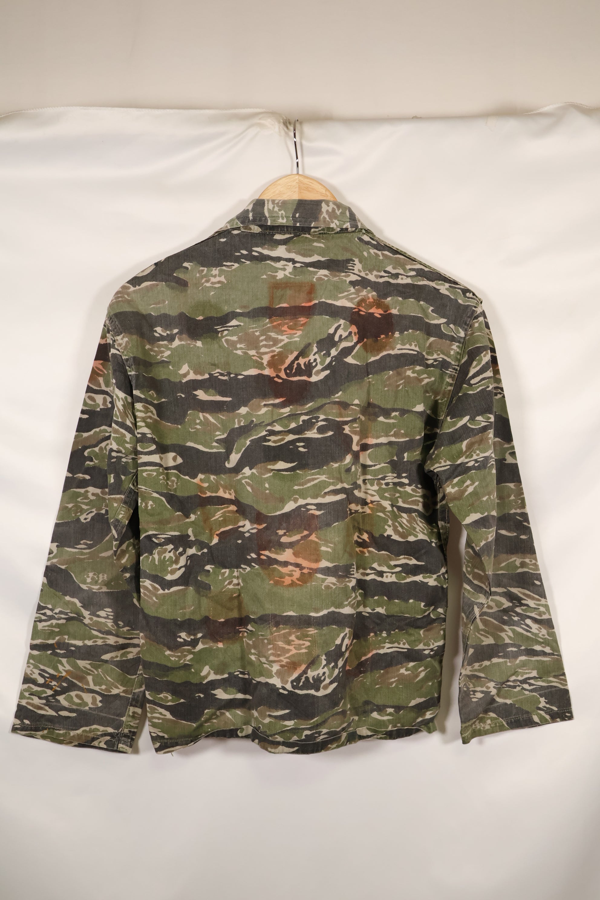 1960s Tiger stripe shirt, CIDG pattern, faded, stained, used.