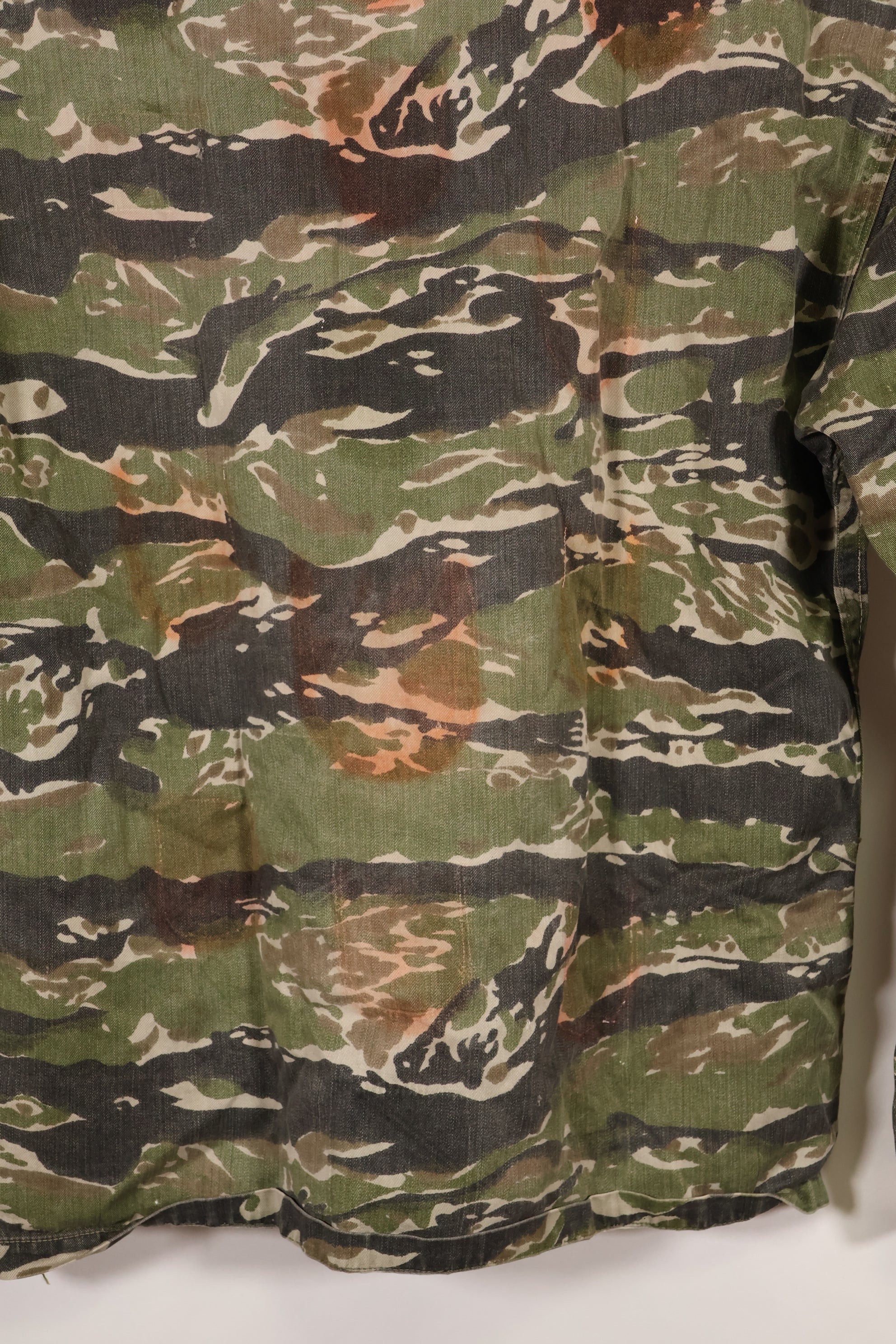 1960s Tiger stripe shirt, CIDG pattern, faded, stained, used.