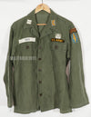 Real early OG-107 utility shirt with special forces patch, faded, used.