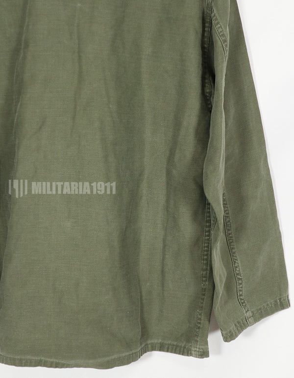 Real early OG-107 utility shirt with special forces patch, faded, used.