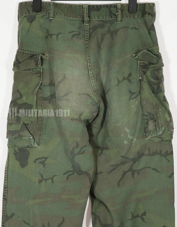 Real ARVN Invisible Leaf Pants, zipper fly, stained, used.